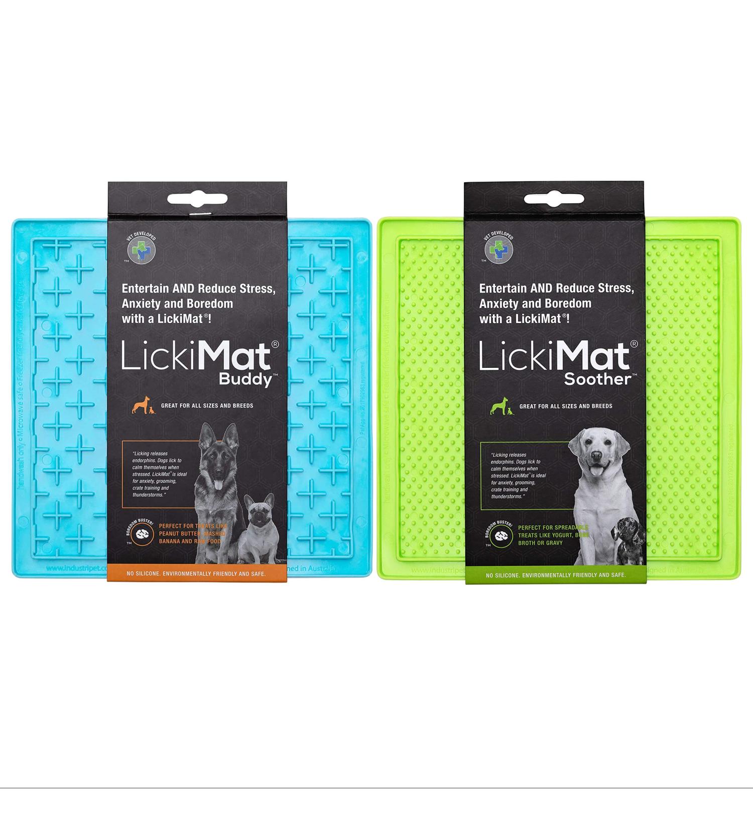 Lickimat Classic Dog Slow Feeder | Boredom & Anxiety Reduction | Perfect for Treats & Peanut Butter | Fun Alternative to Slow Feed Bowl | Green & Turquoise - Buy Online on GoSupps.com