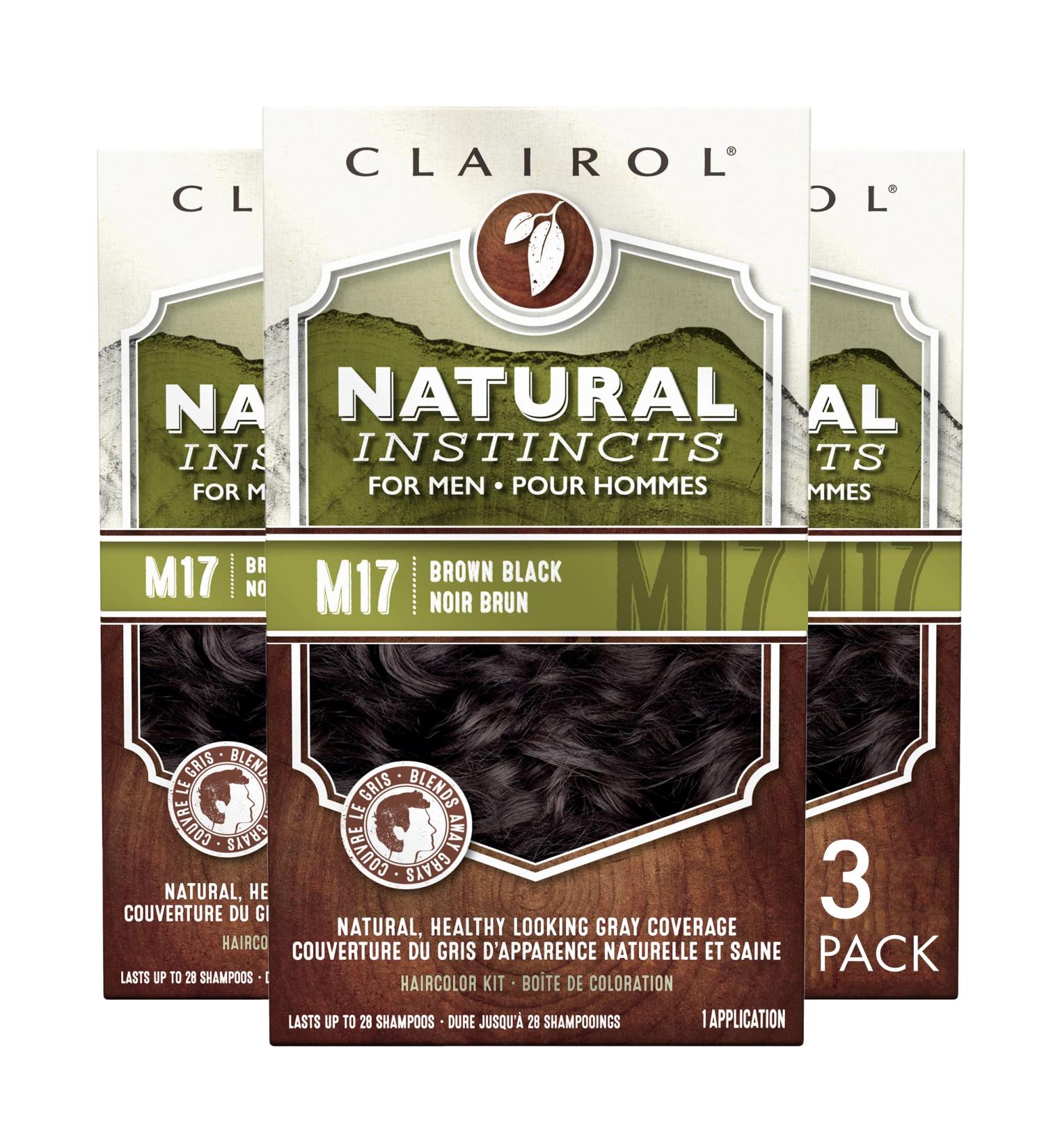 Clairol Natural Instincts Semi-Permanent Hair Dye for Men M17 Brown Black - Pack of 3 | 5 Fl Oz - Buy Online on GoSupps.com