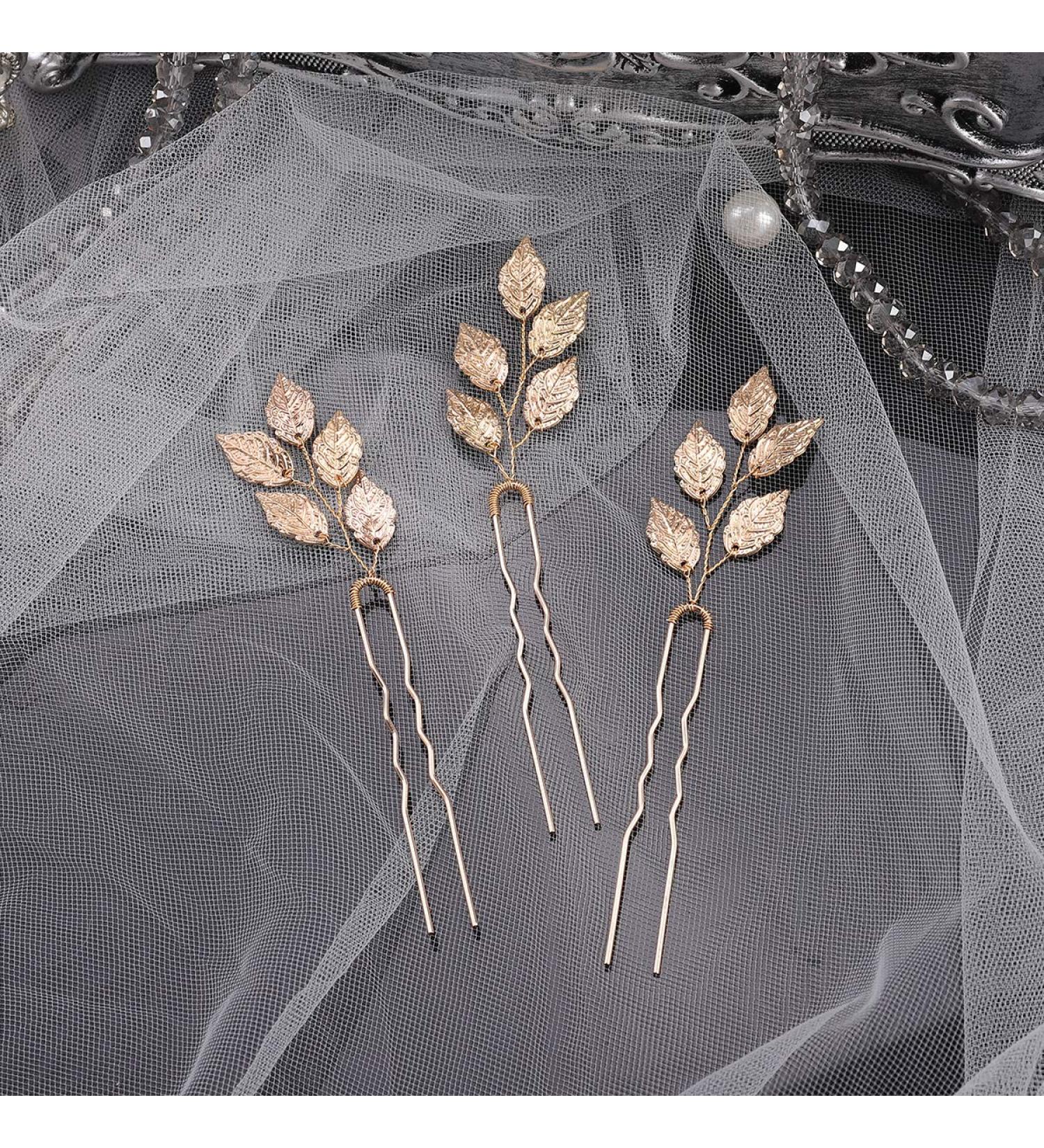 BERYUAN Women Vintage Gold Leaf Hair Pin Set Hair Clip Bridal Hair Accessory Gift for Her Party Headpiece for Bride Bridesmaid Girls (5 leafs gold) - Buy Online on GoSupps.com