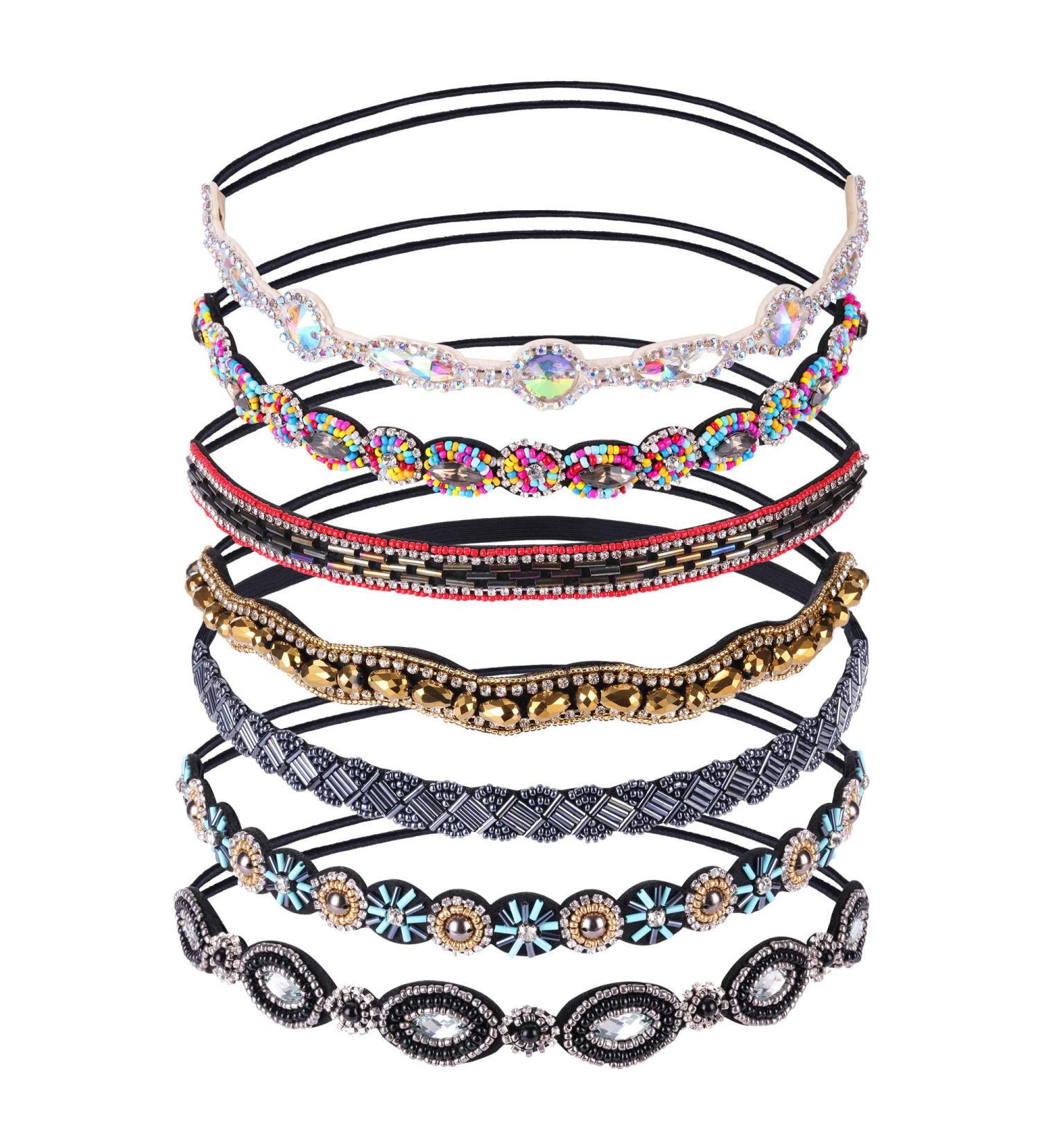 inSowni 7 Pack Handmade Rhinestone Crystal Beaded Headbands for Women, Girls, Brides - Buy Online on GoSupps.com