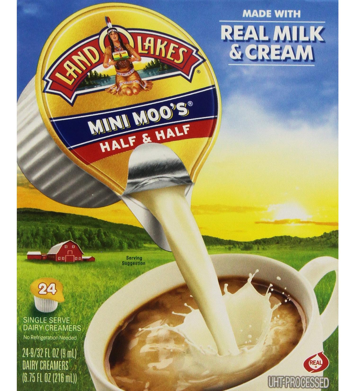 Land O' Lakes Mini-Moo's Half & Half - 48 Individual Cups (2 Boxes x 24 ct) | Convenient for Coffee & Tea - Buy Online on GoSupps.com