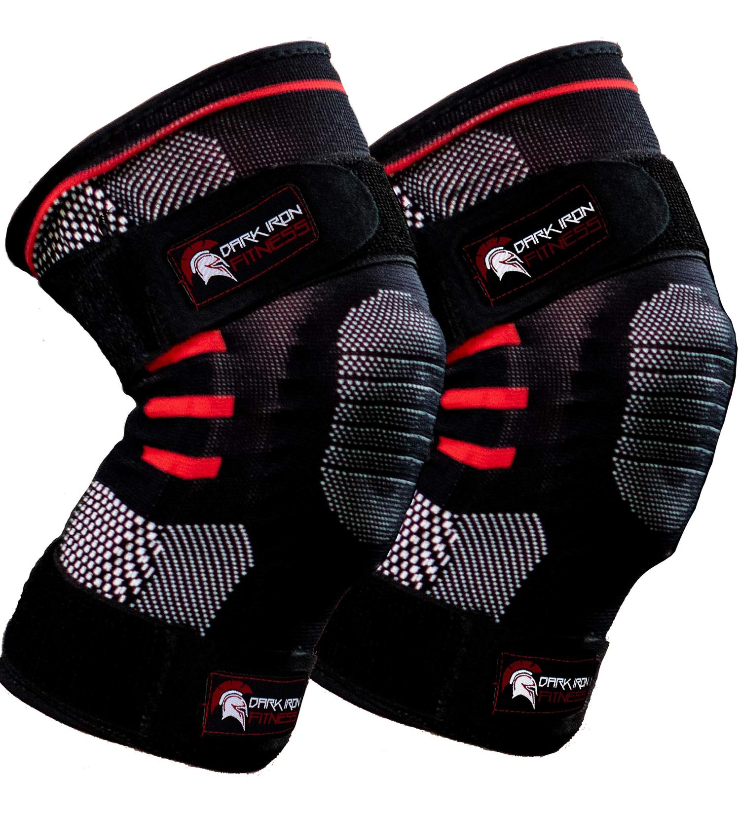 Dark Iron Fitness Knee Brace - Medium Padded Compression Sleeves for Weightlifting & Powerlifting - Buy Online on GoSupps.com