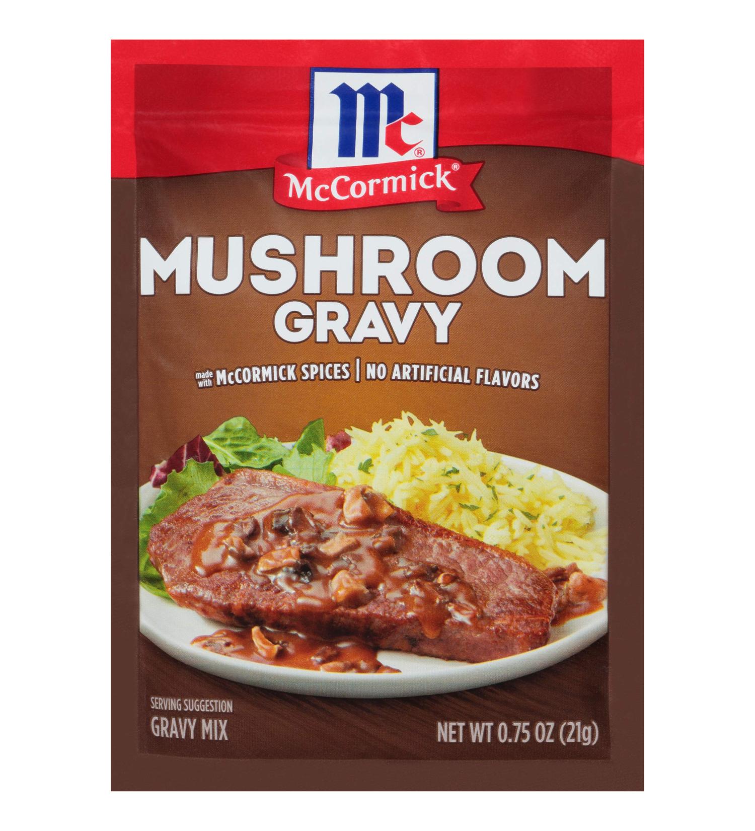 McCormick Mushroom Gravy Mix 0.75 oz - Pack of 12 | Savory Gravy Mix for Delicious Meals - Buy Online on GoSupps.com