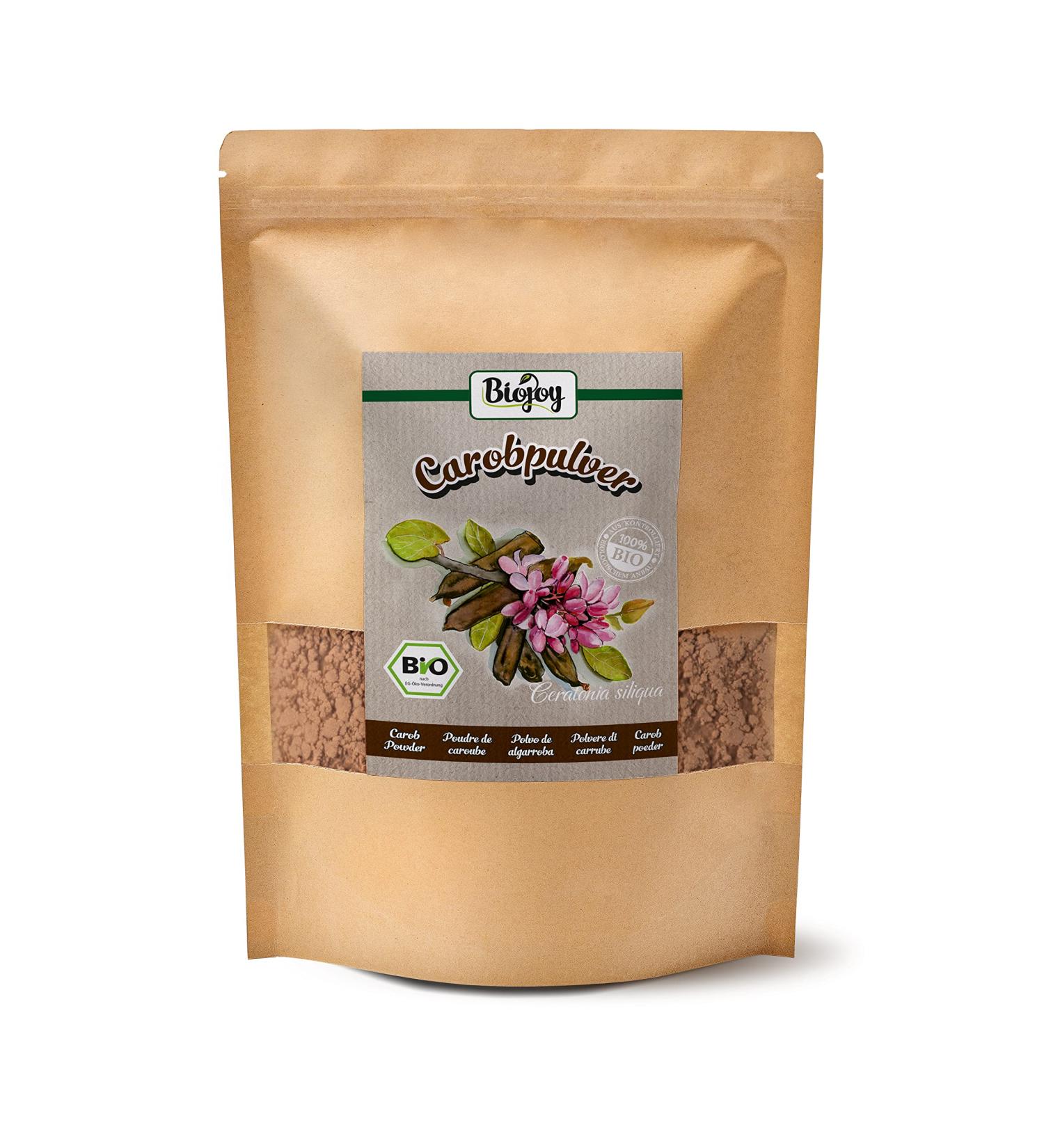 Biojoy Organic Carob Powder (1 kg) Carob flour pure and without additives (Ceratonia siliqua) - Buy Online on GoSupps.com