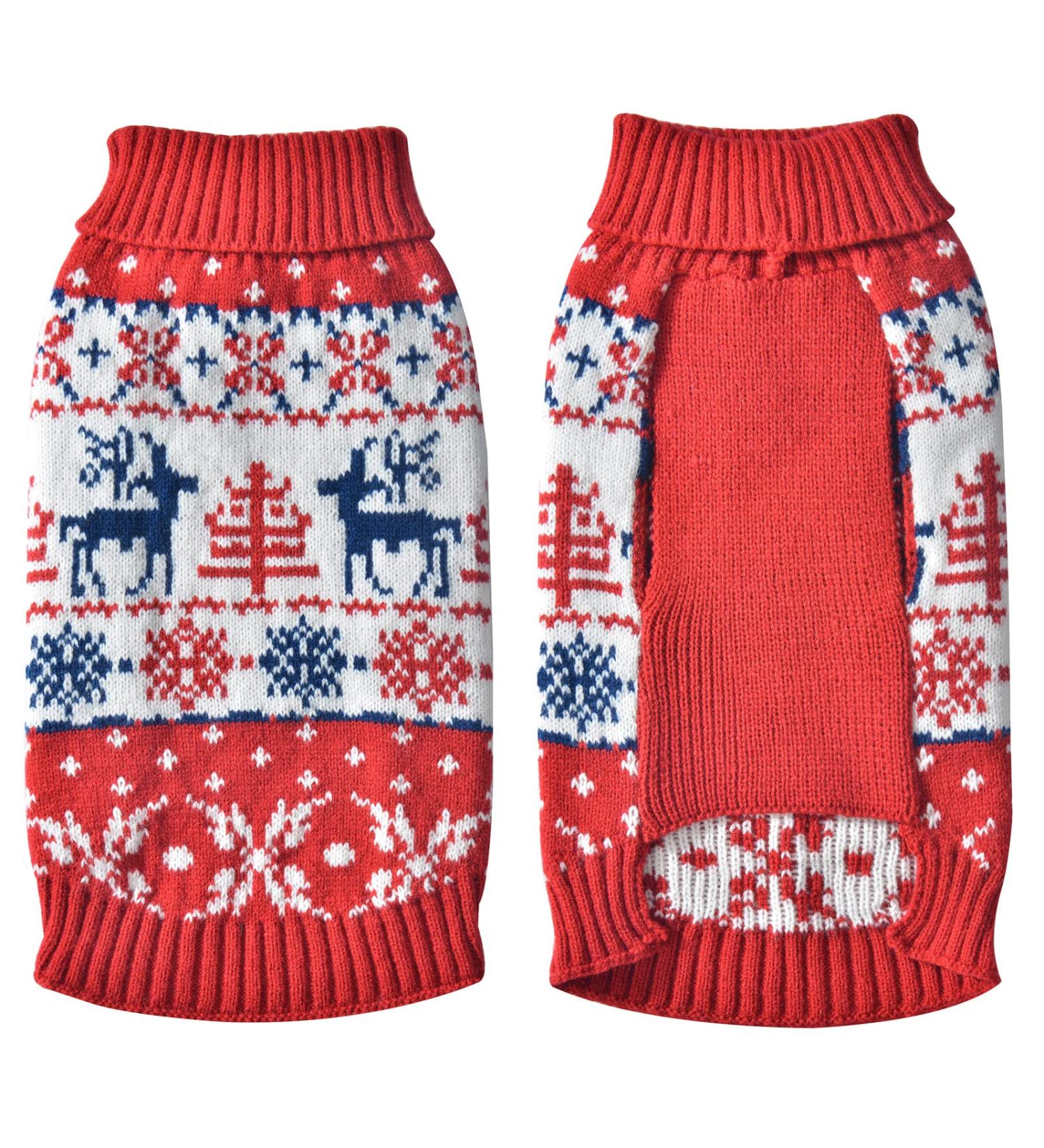 XXL Christmas Dog Sweater - Warm Winter Pet Knit with Snowflake & Reindeer Design | Perfect Holiday Gift for Fashionable Dogs - Buy Online on GoSupps.com