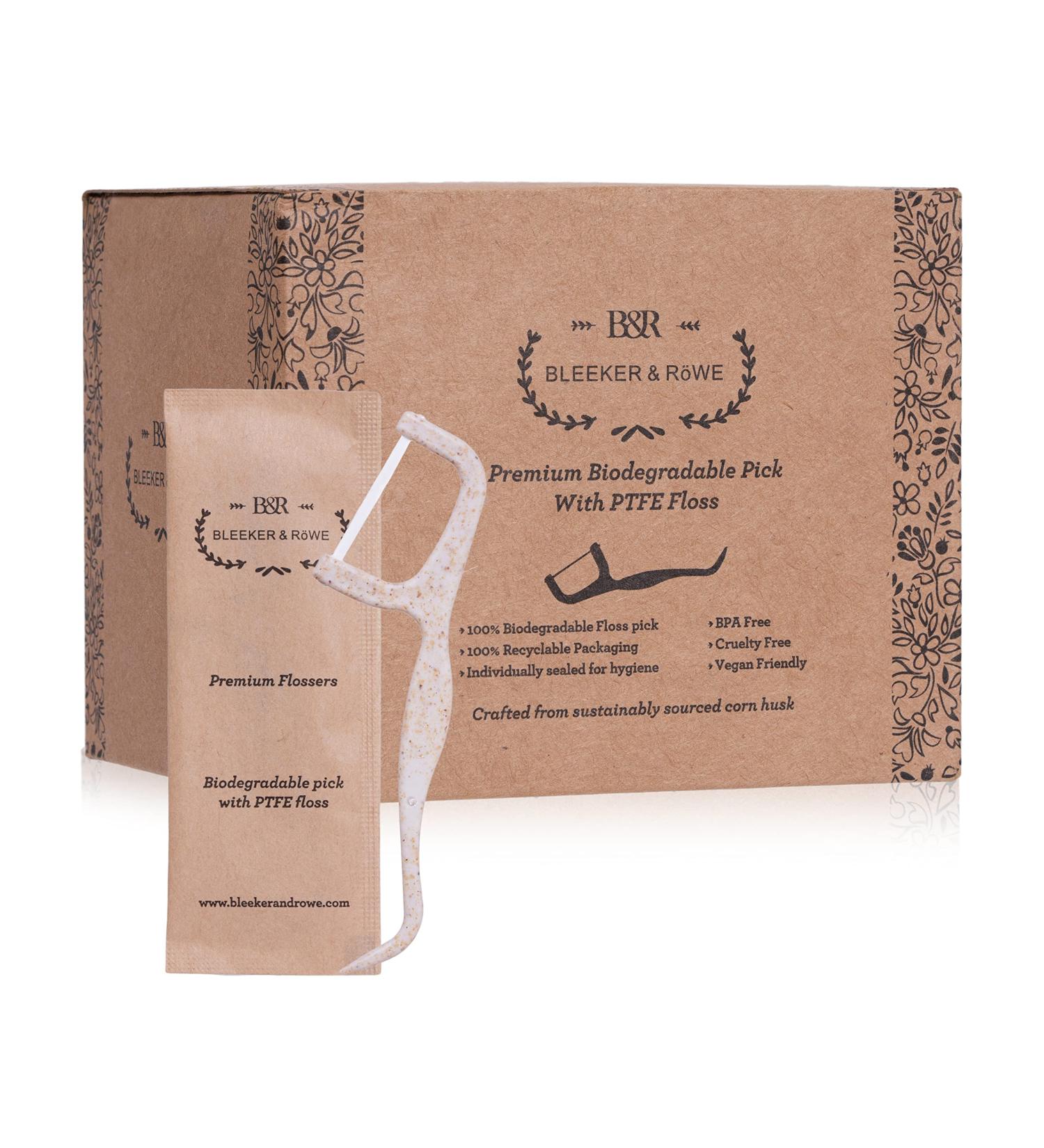 Bleeker and Rowe Biodegradable Floss Picks | Eco-Friendly PTFE Dental Floss for International Shipping - Buy Online on GoSupps.com