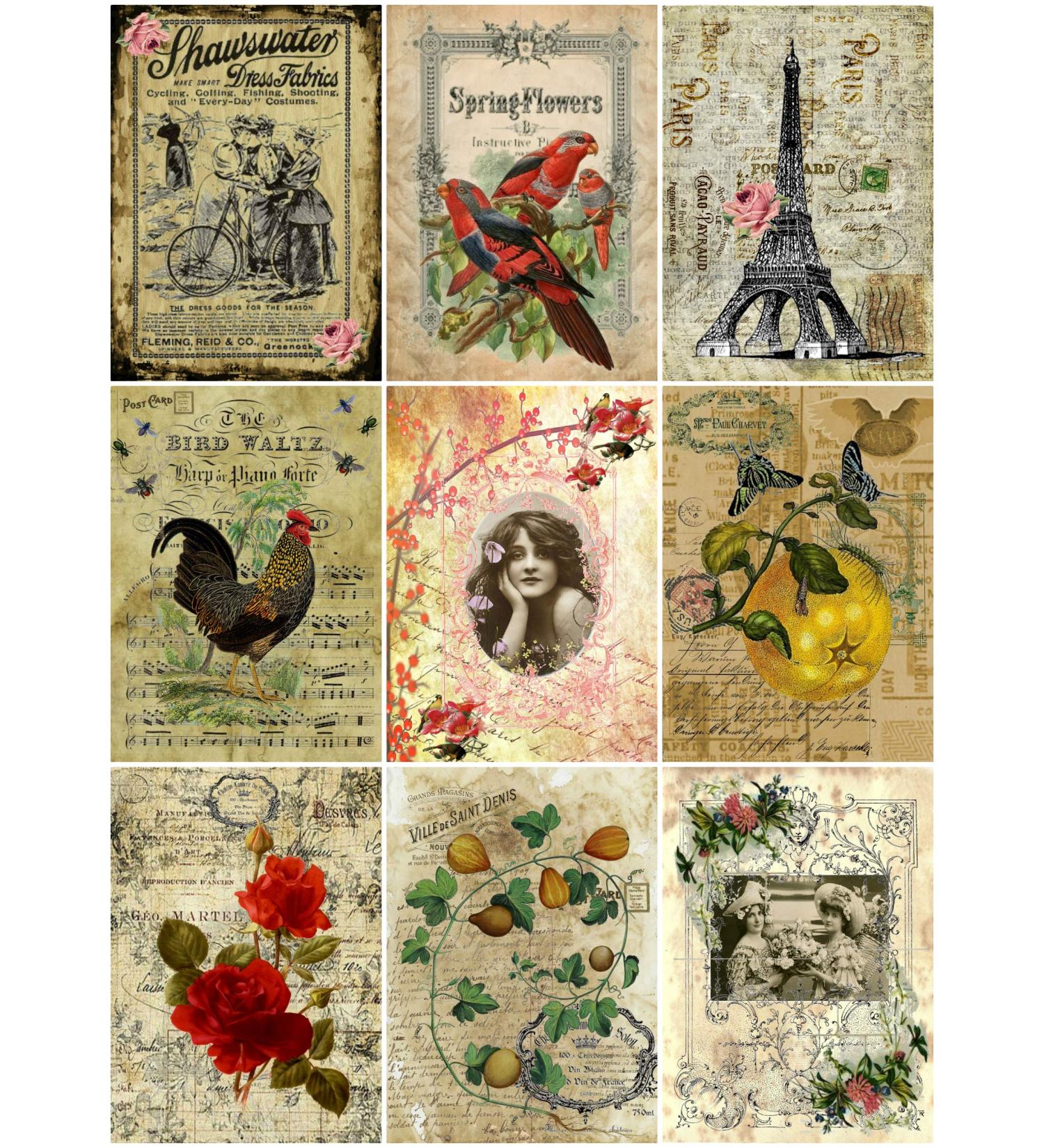 Assorted Vintage Ephemera Vintage Label Images #6 on Collage Sheet for Photo Art, Scrapbooking, Collage, Decoupage