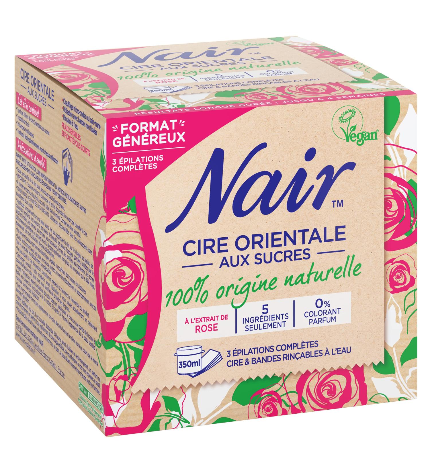 Nair Oriental Wax with Rose Extract - 100% Natural Dye-Free Reusable Strips 350ml - Ideal for Smooth Skin - Buy Online on GoSupps.com