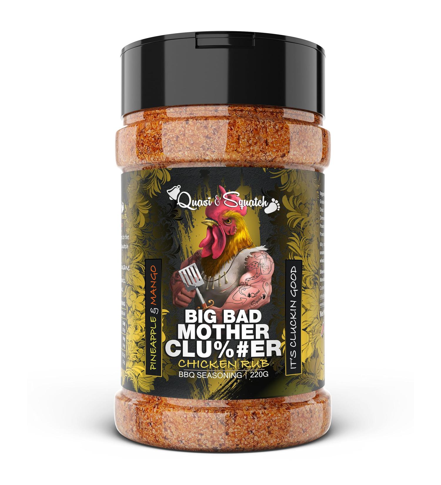Quasi & Squatch BBQ Rub for Chicken - Big Bad Mother Clu%#er (Smokey Pineapple & Mango BBQ) 220g Jar for Perfect Char-Grilled Poultry - Buy Online on GoSupps.com