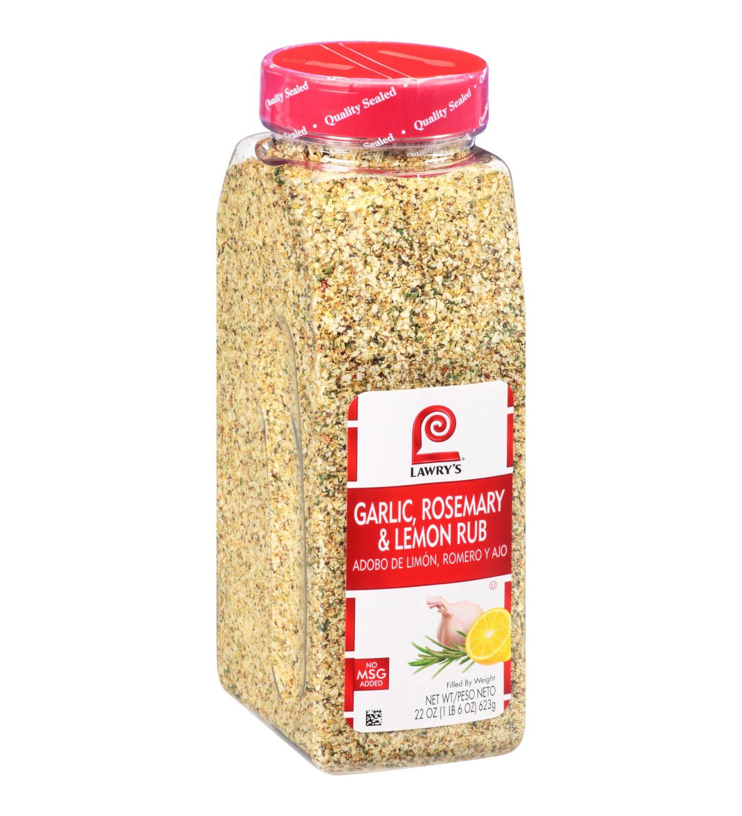Lawry's Garlic Rosemary & Lemon Rub 22 oz - Chef's Seasoning for Chicken, Fish & Vegetables - 1.37 lb Container - Buy Online on GoSupps.com