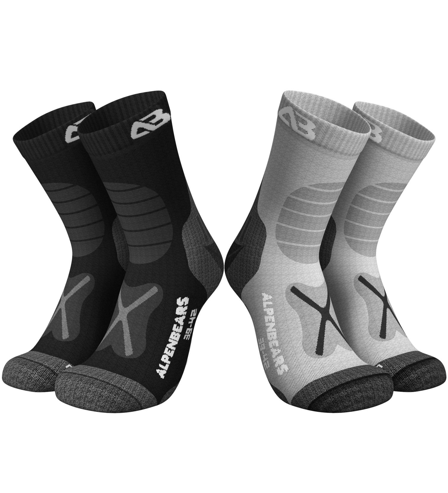 Alps Bears Merino Wool Hiking Socks | Professional Trekking Socks for Men Women & Children | Warm Outdoor Socks (2 & 3 Pair) - Size 43-48 - Gray & Black - Buy Online on GoSupps.com