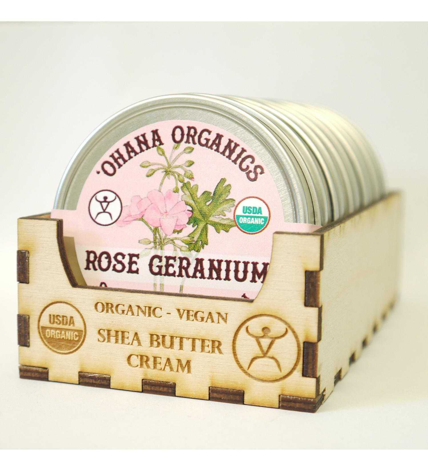 Organic Vegan Shea Butter Cream - Rose Geranium (2 oz)