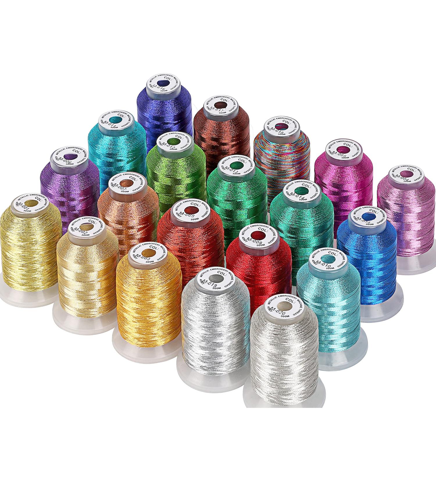 New brothread 20 Assorted Metallic Embroidery Machine Thread Kit - 500M Each Spool - Buy Online on GoSupps.com