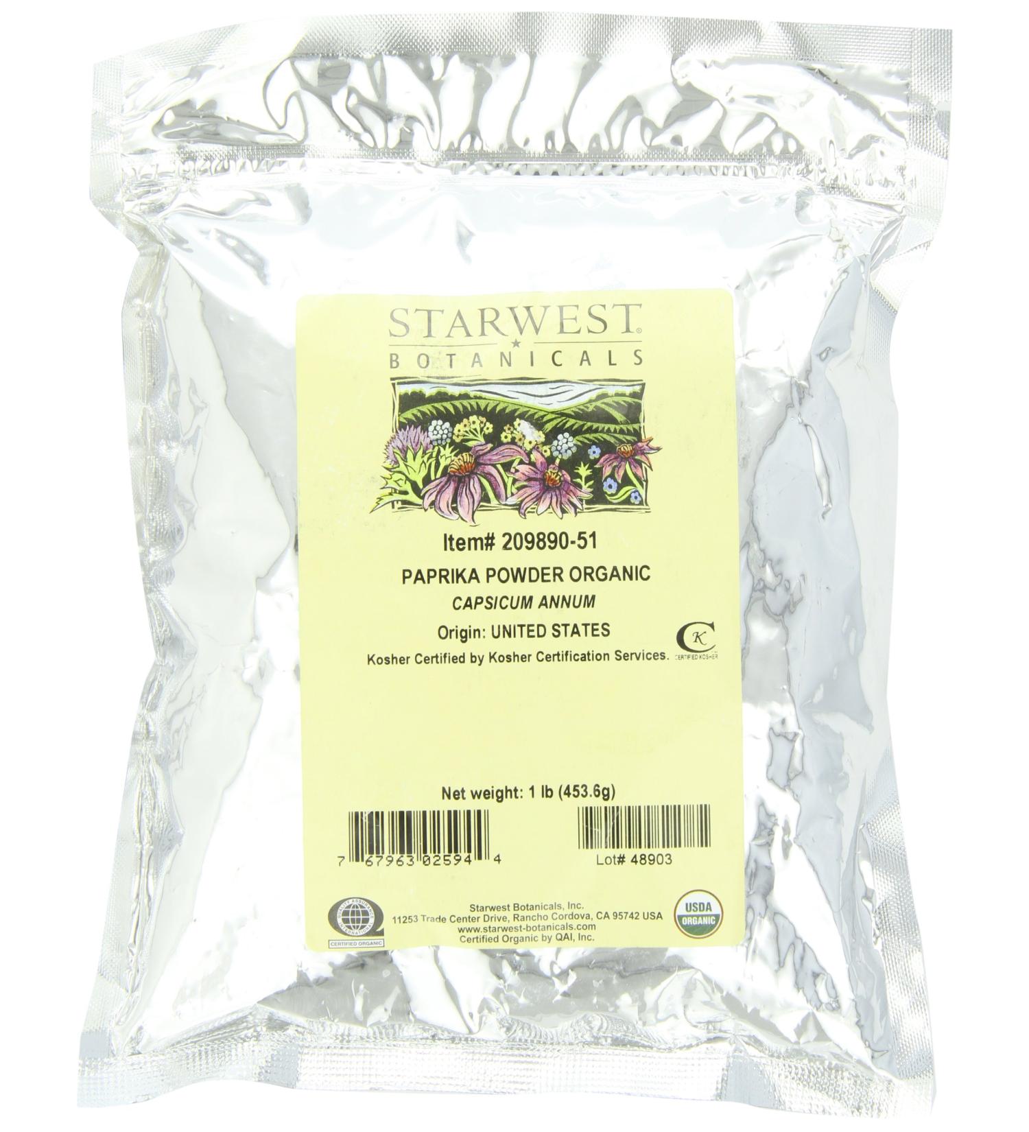 Starwest Botanicals Organic American Paprika Powder - 1lb Bulk Spice Bag | 100% Pure & Non-GMO - Buy Online on GoSupps.com