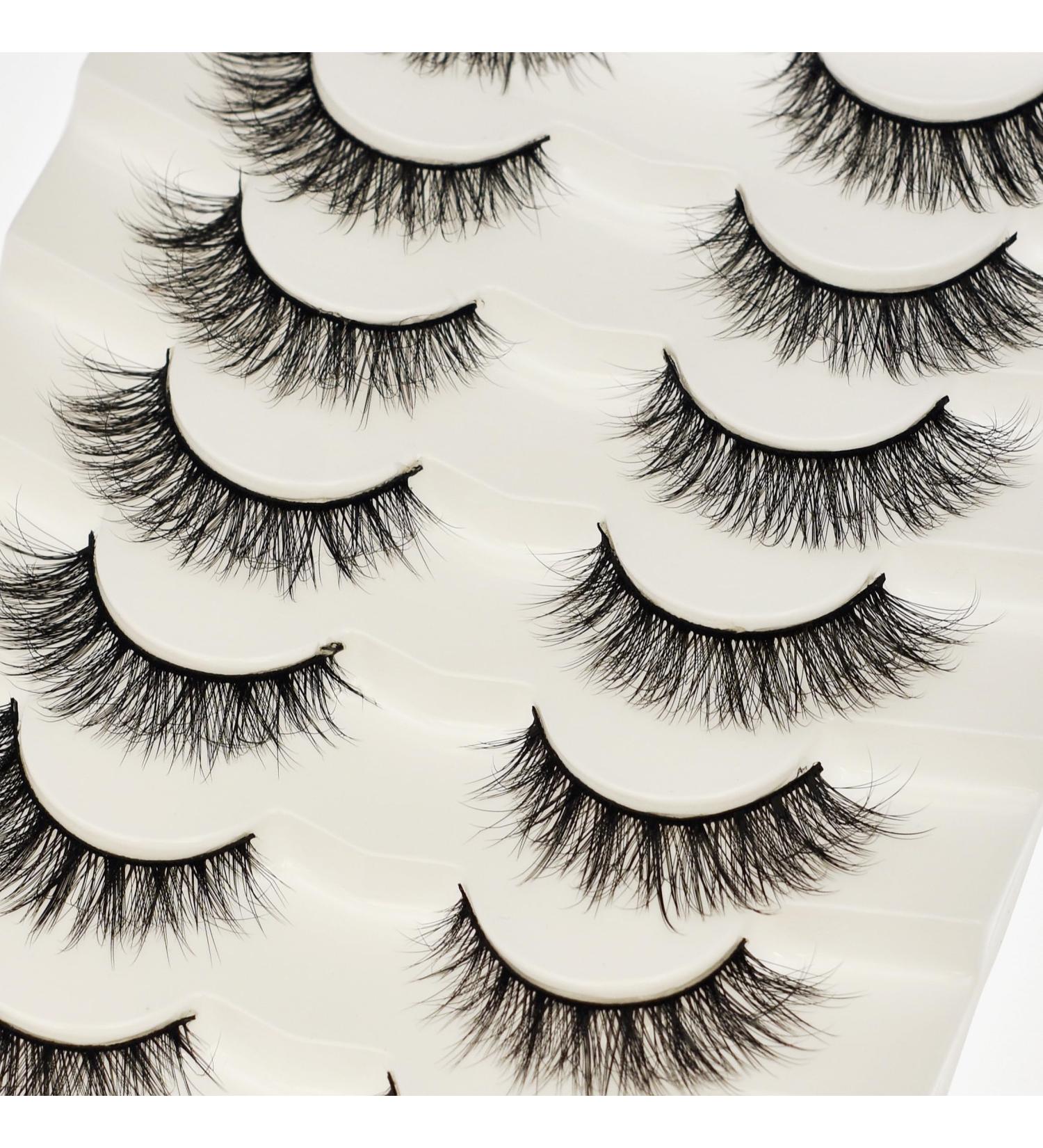 Vivis Lashes False Natural Eyelashes 7 Pairs 3D Faux Mink False Eyelashes Fluffy Cross Fake Eye Black Soft FL03 - Buy Online on GoSupps.com