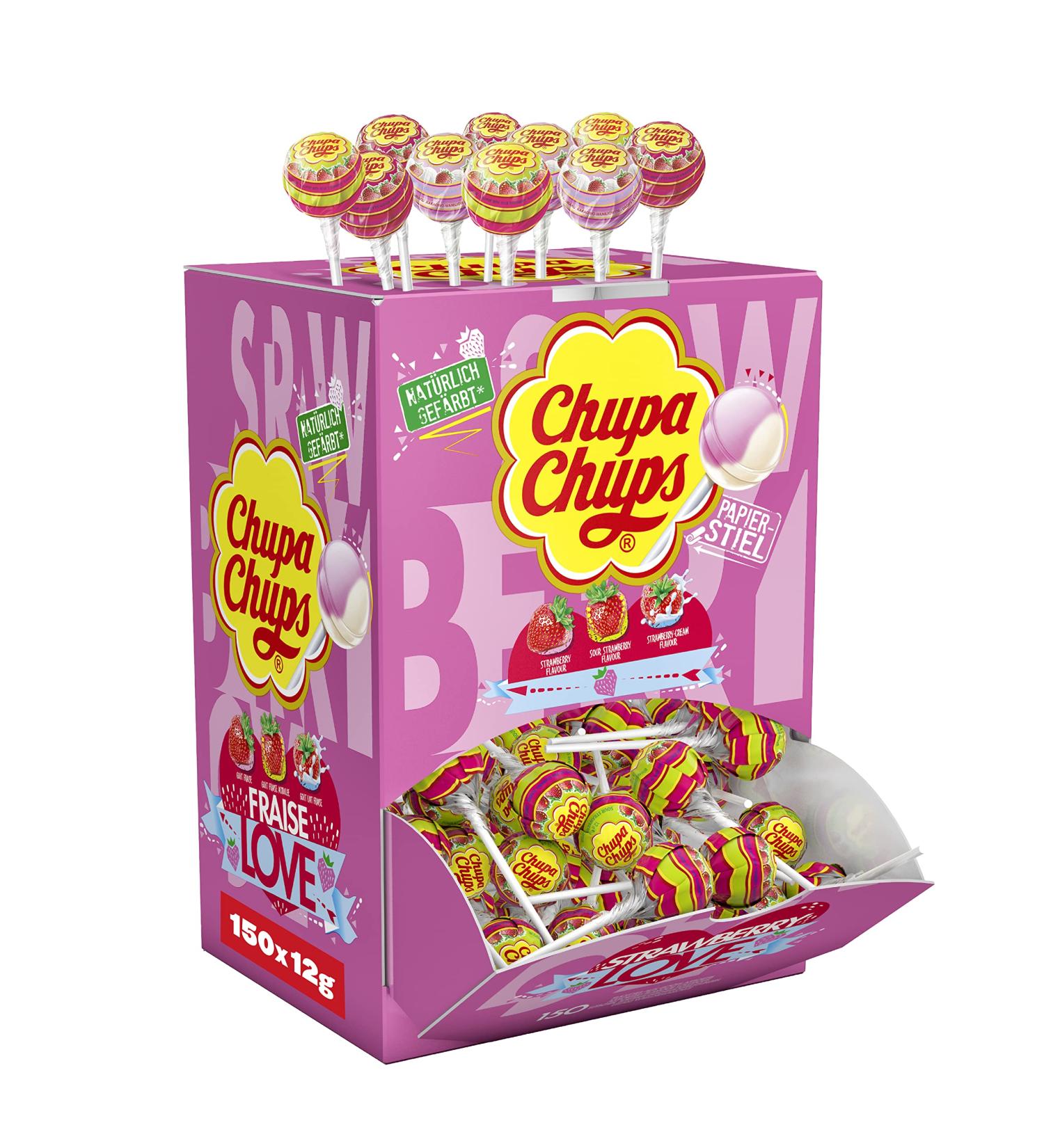 Buy Chupa Chups Strawberry Lollipops - 150 Fruity & Creamy Treats for Kiosks Candy Bars & Offices | International Shipping Available - Buy Online on GoSupps.com