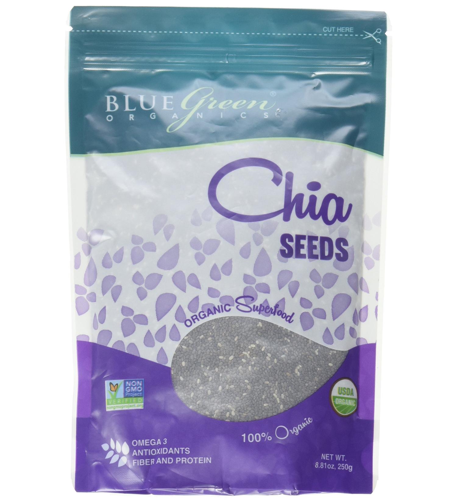 Premium Blue Green Chia Seeds 8.81oz - Superfood Rich in Nutrients - Buy Online on GoSupps.com