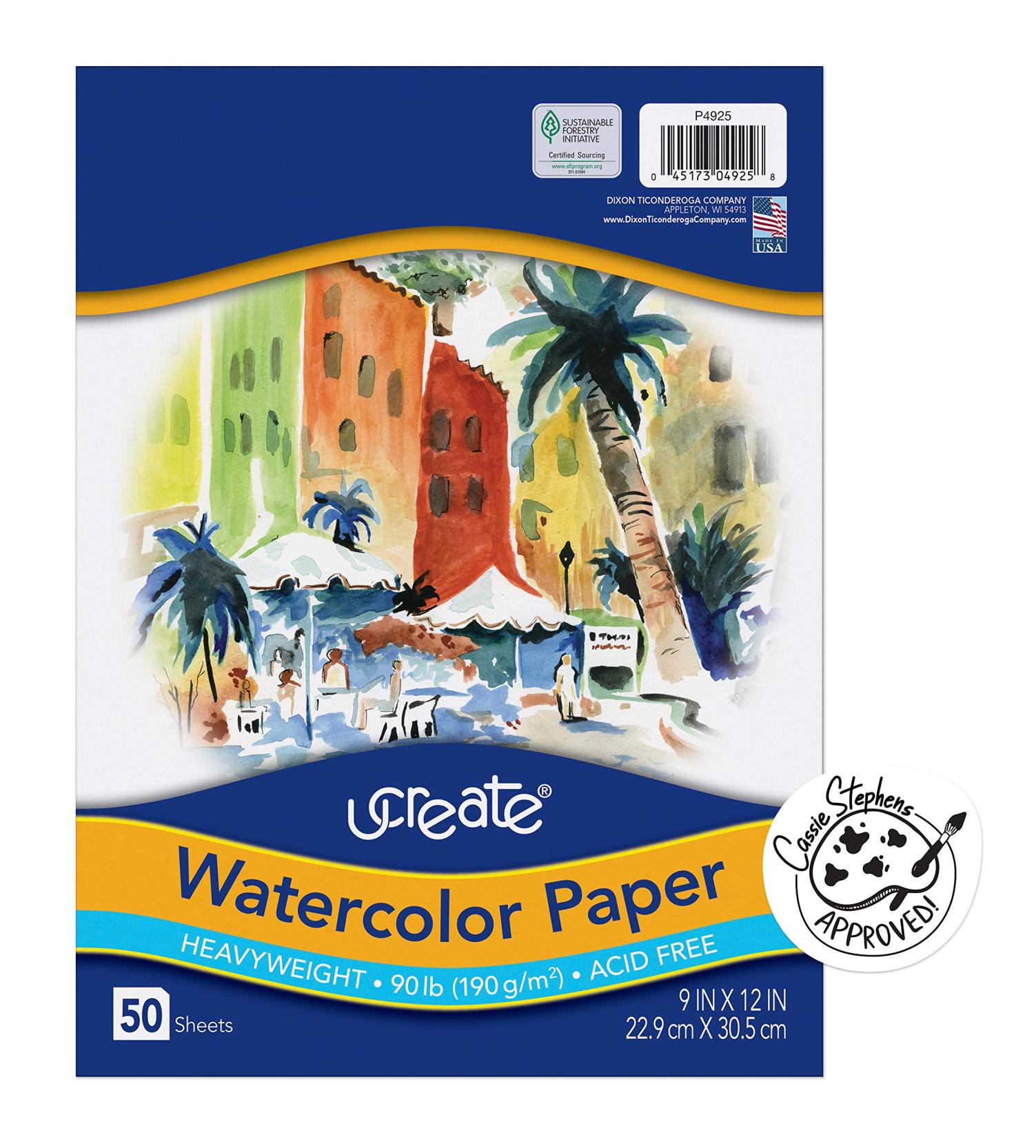 UCreate Watercolor Paper White 90lb 9x12 50 Sheets - High-Quality Art Paper - Buy Online on GoSupps.com