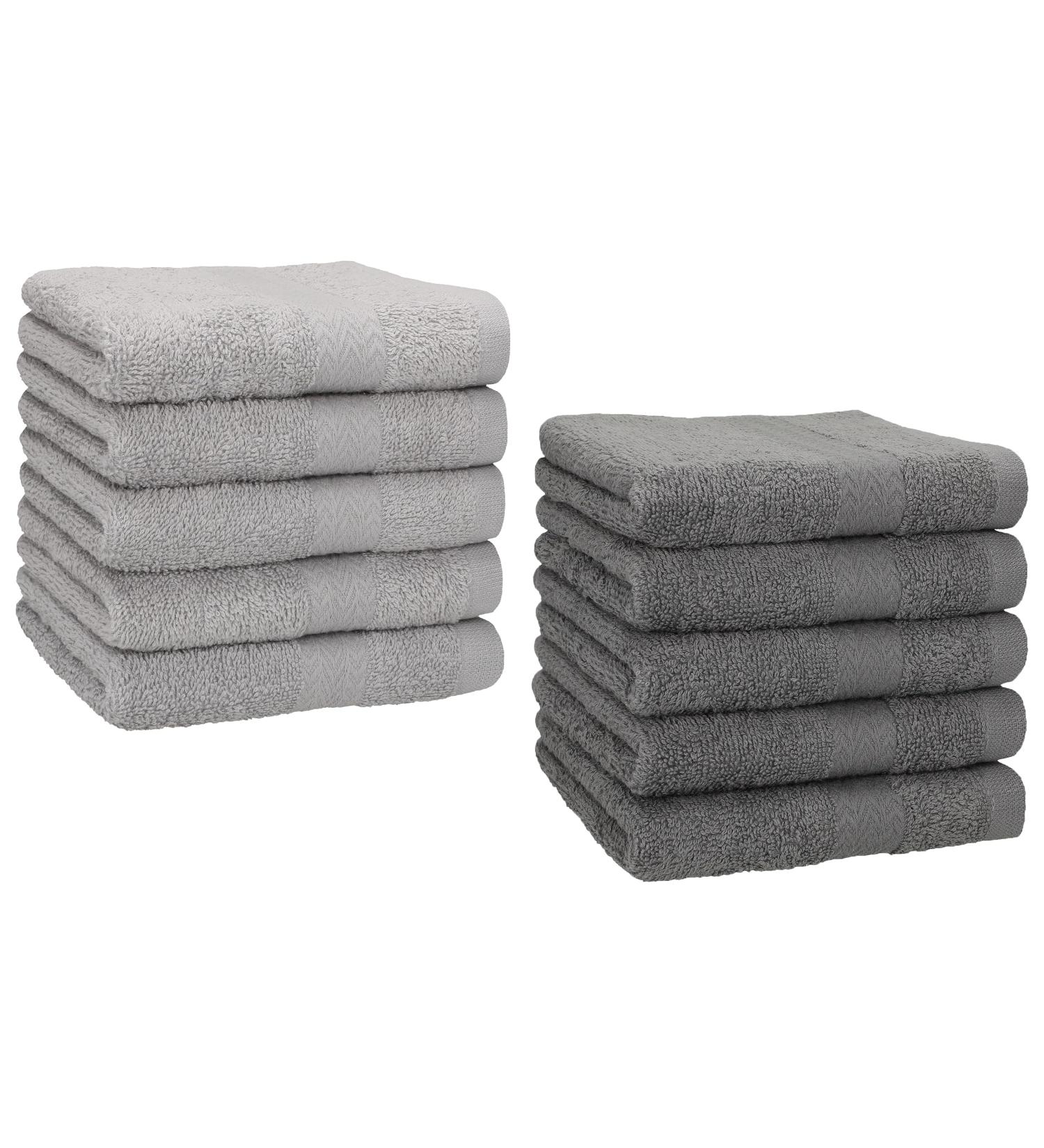 Betz 10-Pack Premium 100% Cotton Washcloths - 30x30 cm Anthracite & Silver Gray - Soft Durable & Perfect for all Skin Types | International Shipping Available - Buy Online on GoSupps.com