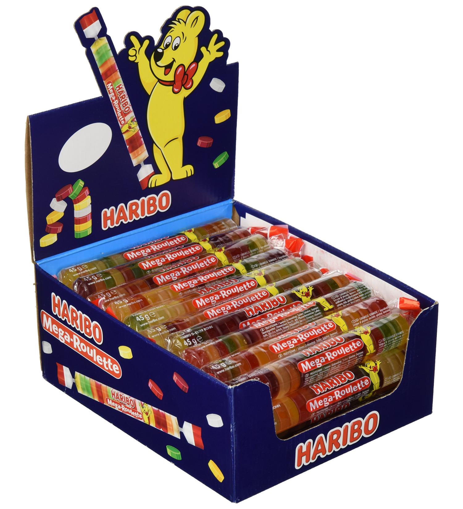 Haribo Mega Roulette Fruit Gum Rolls - 40 x 45g Pack | International Shipping Available - Buy Online on GoSupps.com