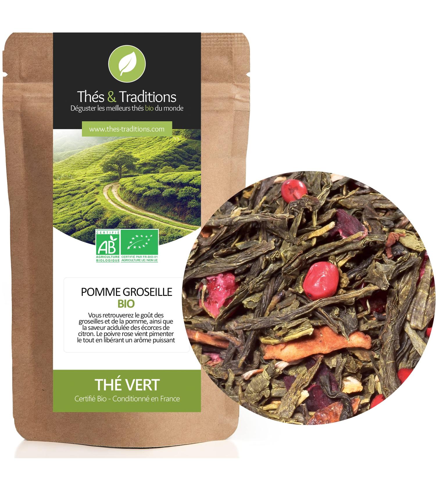  Th s & Traditions Teas & Traditions - Organic Apple and Gooseberry Green Tea - Hua | 100g - Buy Online on GoSupps.com