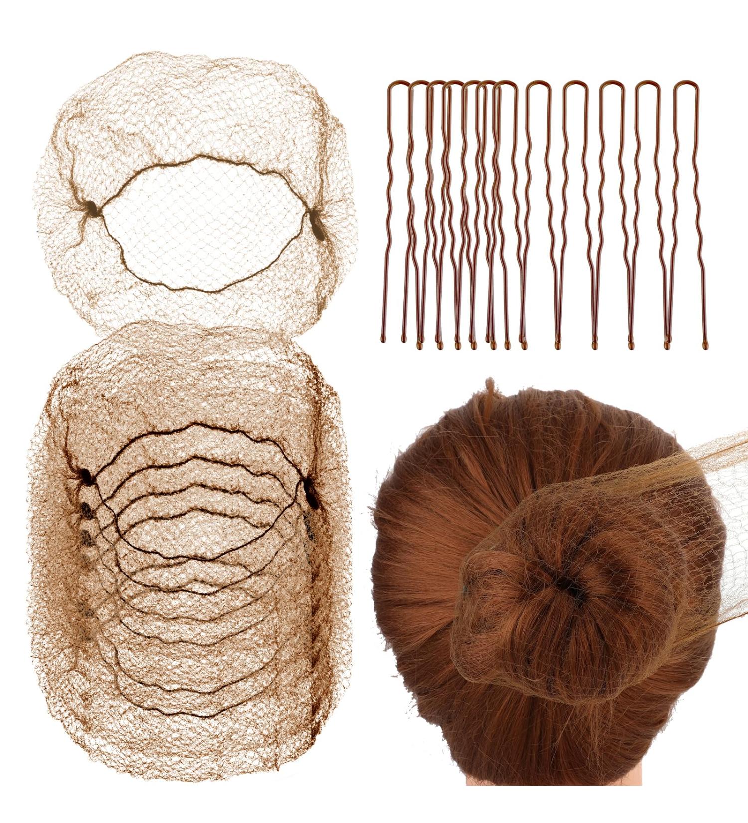 Abeillo Hair Nets for Buns Ballet Hair Net 20 Pcs 50 Cm Individual Package Invisible Hair Nets and 40 Pcs U Shaped Hair Pins Set for Women Girls Ballet Dancer Nurse(Brown) - Buy Online on GoSupps.com