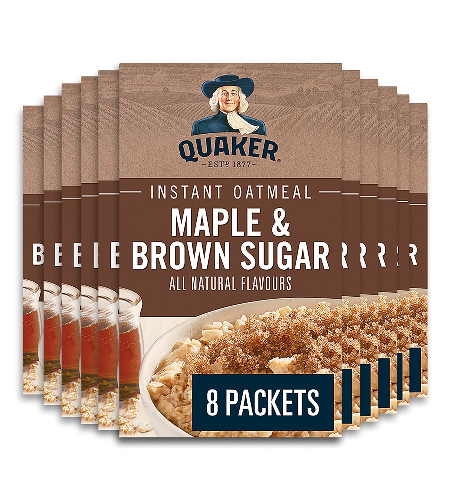 Quaker Maple & Brown Sugar Flavour Instant Oatmeal Multi-Pack 8 Packets 344g (Pack of 12) - Buy Online on GoSupps.com