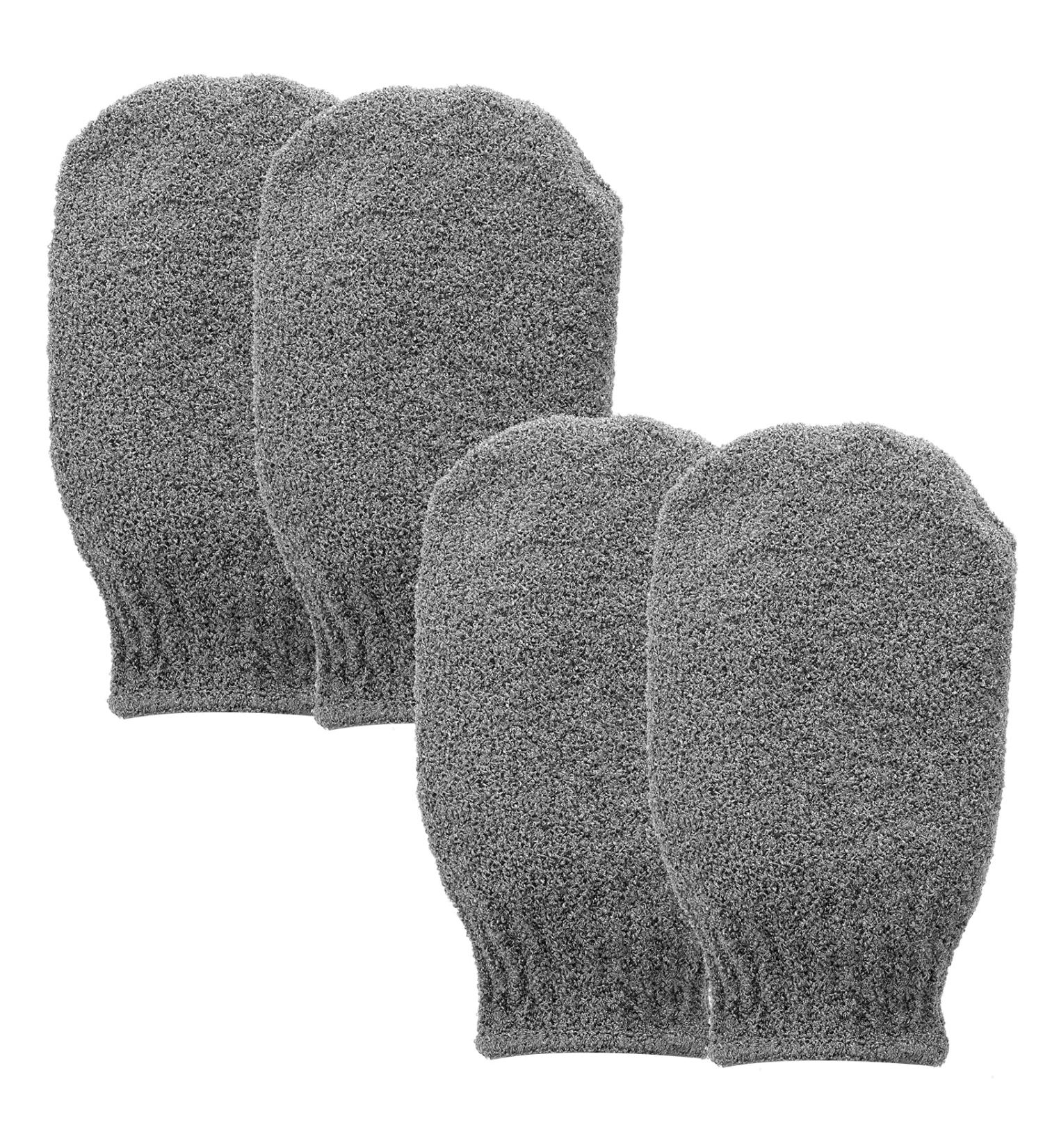 Sibba 2 Pairs Exfoliating Gloves - Body Scrubber for Dirt and Dead Skin Removal - Shower Bath Exfoliator for Tan Removal & Keratosis Pilaris - Grey - Buy Online on GoSupps.com