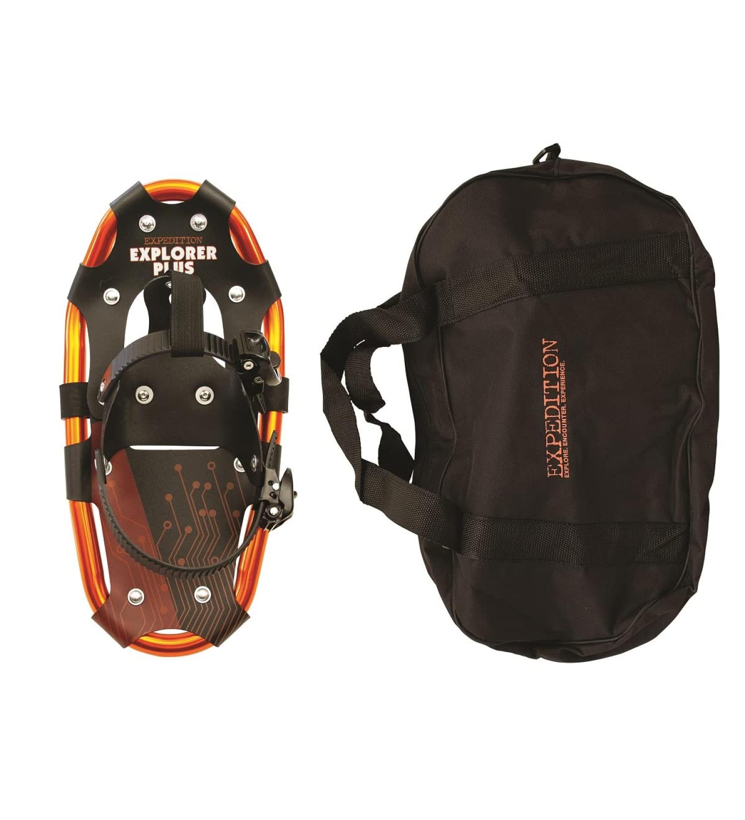 Explorer Plus Lightweight Aluminum Snowshoes with Dual Ratchet Bindings - Adult & Kids Sizes - Up to 120 lbs - Includes Waterproof Carry Bag - Buy Online on GoSupps.com