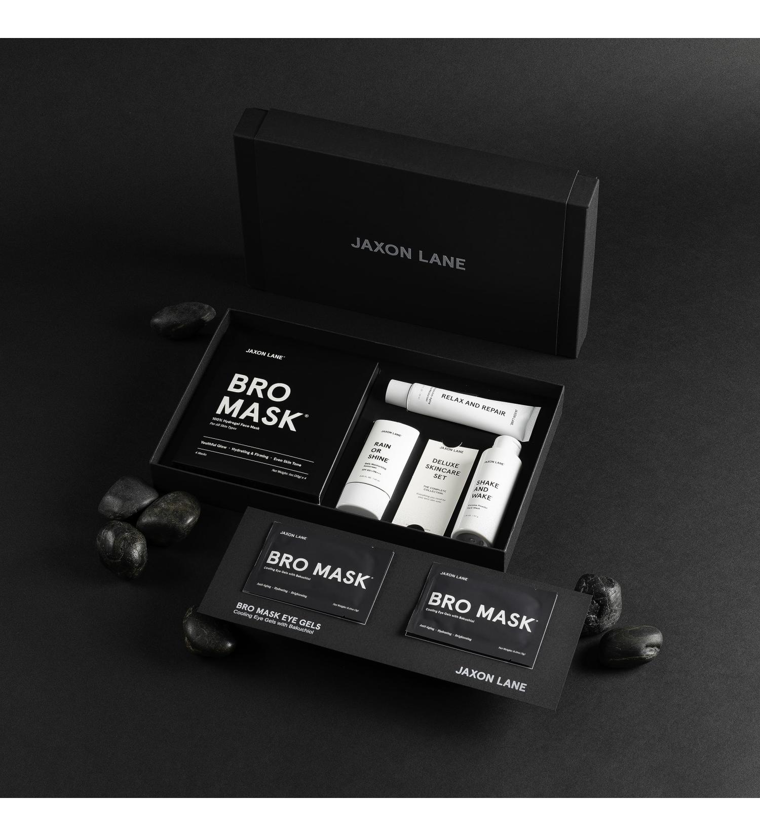 Deluxe Men's Skincare Set - 5pc Gift Kit with Sunscreen Sheet Mask Eye Gels & More | Anti-Aging Facial Care - Buy Online on GoSupps.com