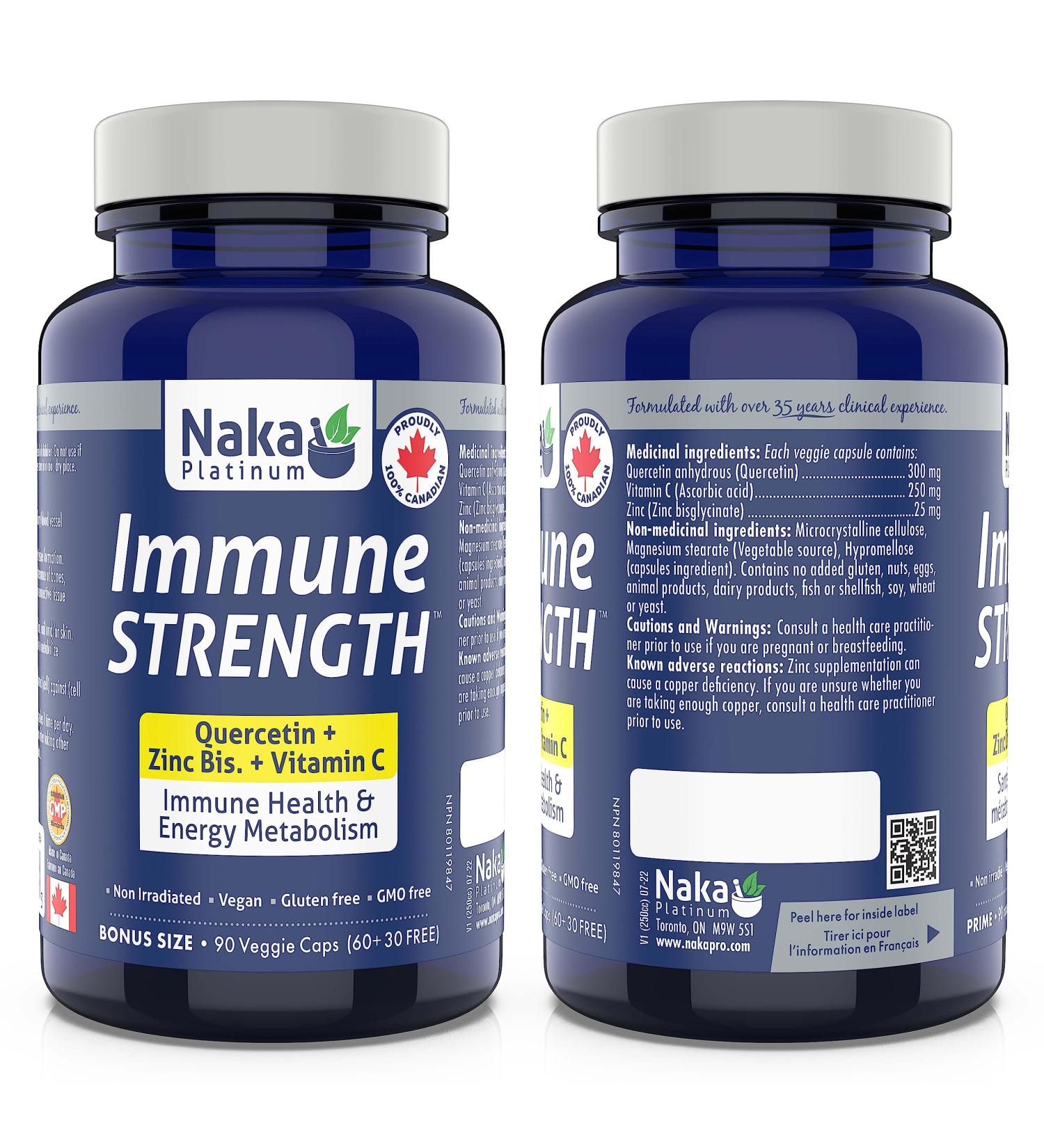 Immune Strength 90vcaps Quercetin + Zinc Bis + Vitamin C Made in Canada (60+30 vcaps) - Buy Online on GoSupps.com