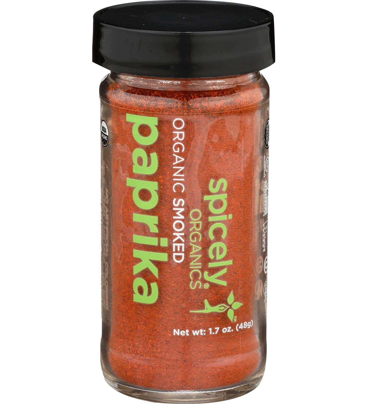 Spicely Organic Paprika Smoked Powder 1.70 Ounce Jar Certified Gluten Free 2 Ounce
