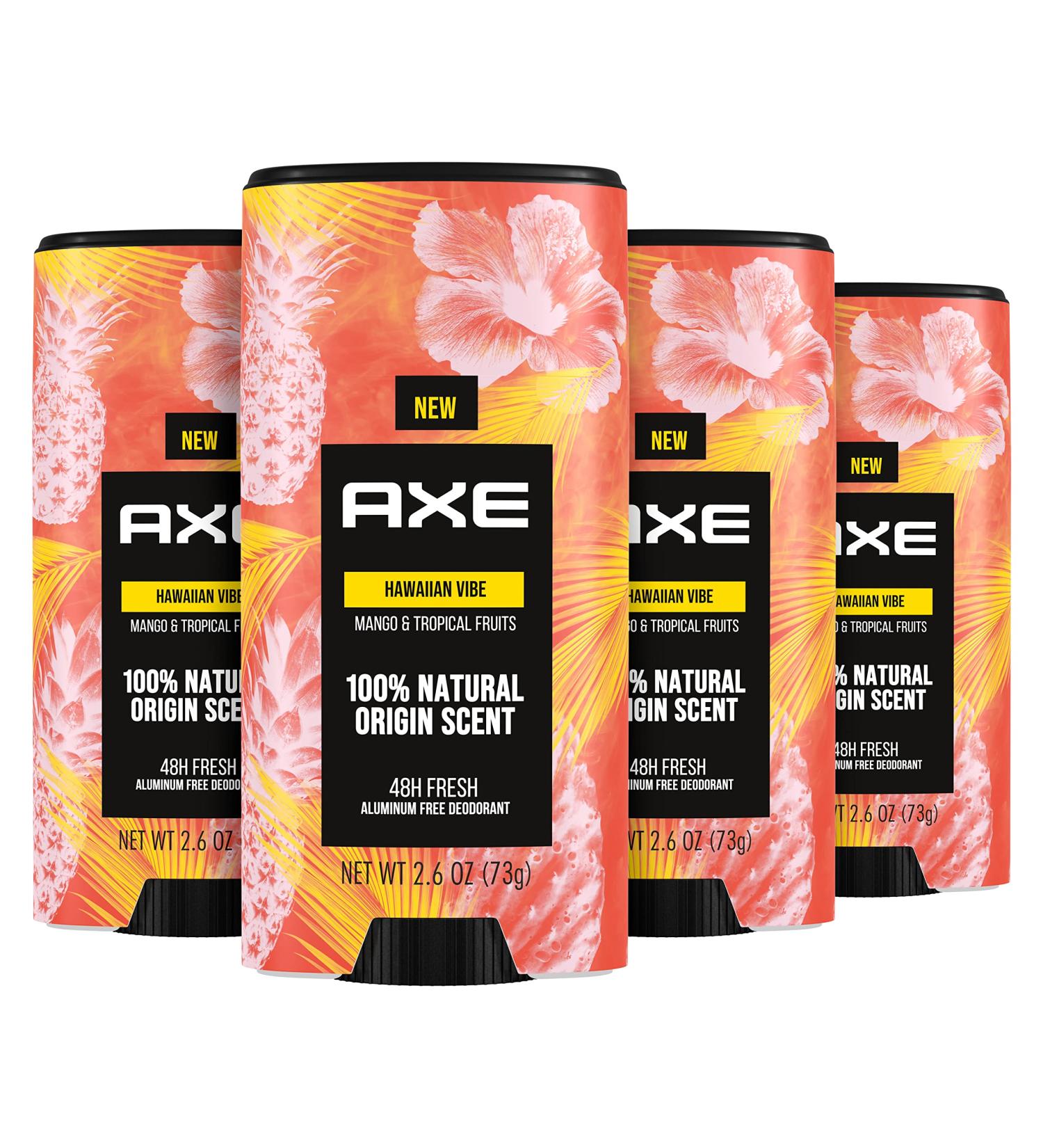 AXE Hawaiian Vibe Men's Aluminum-Free Deodorant Stick 2.6 oz, 4-Pack - 100% Natural Scent & Essential Oils - Buy Online on GoSupps.com