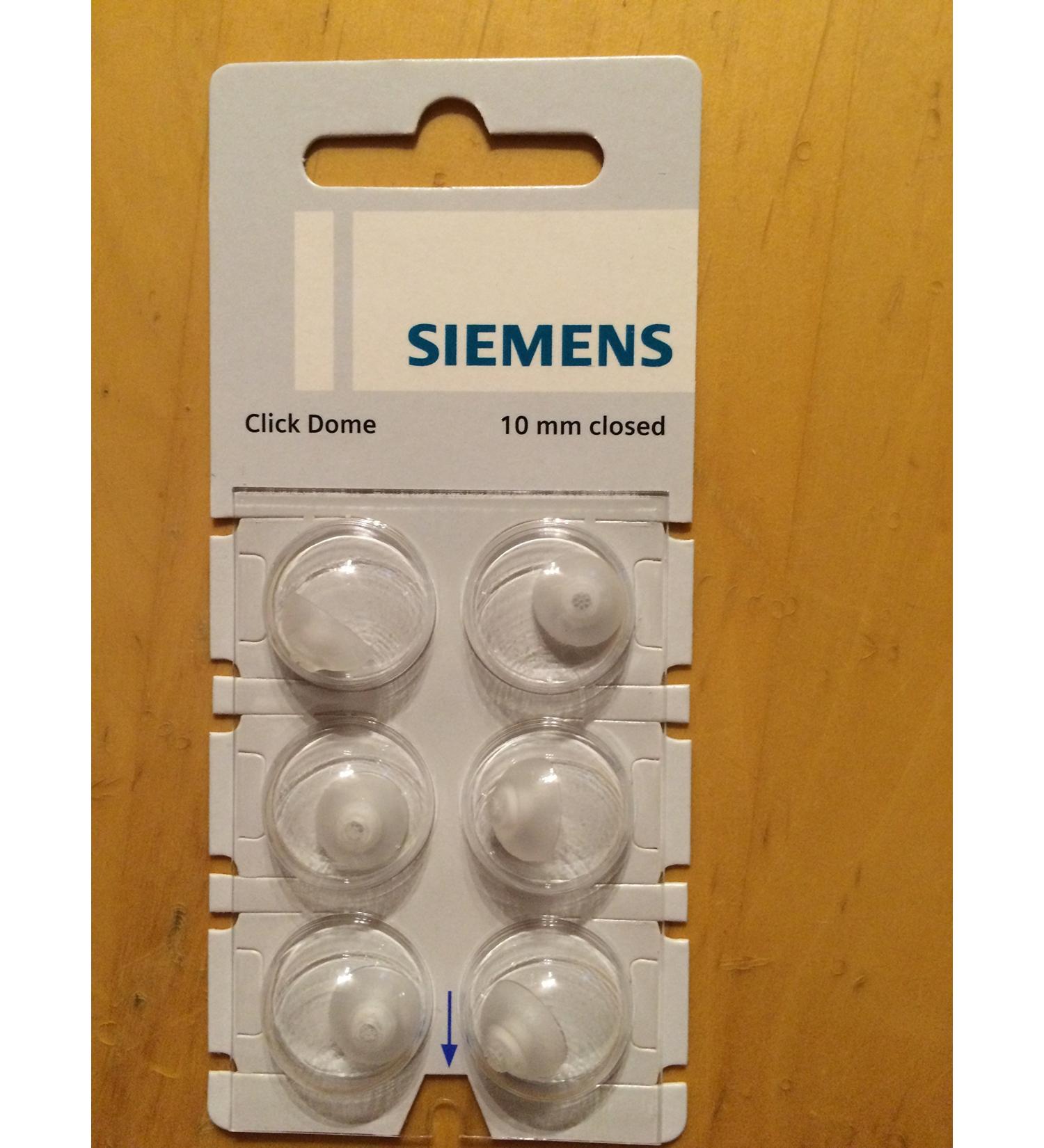 Siemens Click Domes 10mm Closed Refill Tip Dome Hearing Aid Aids Pack of 6