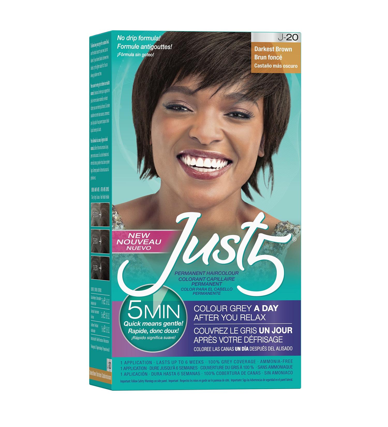 Just 5 Women's 5 Minute Permanent Hair Color - Darkest Brown | Grey Hair Coloring with Conditioner for Women - Buy Online on GoSupps.com