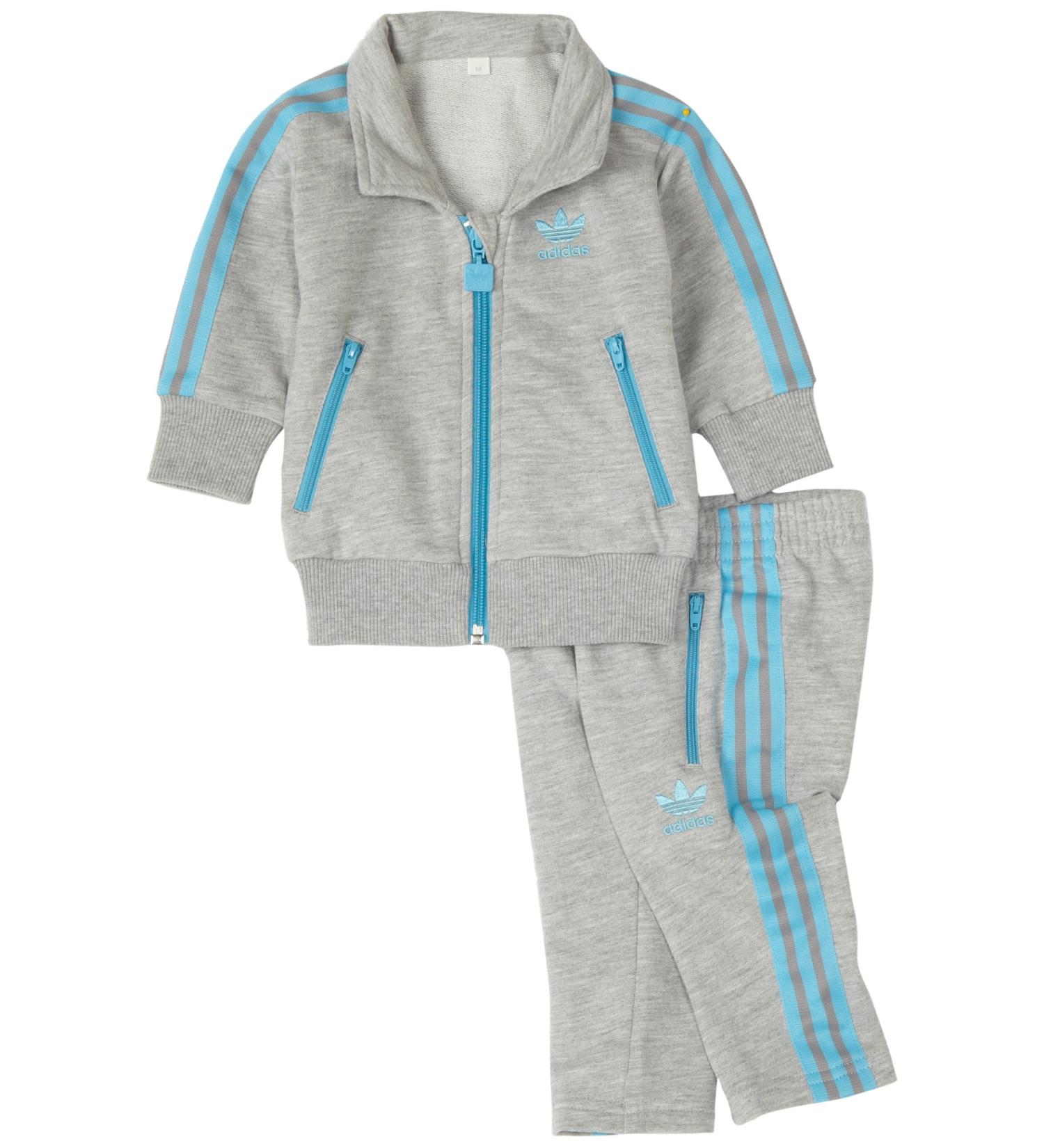 adidas Infants Firebird Tracksuit Medium Grey Heater/Light Aqua