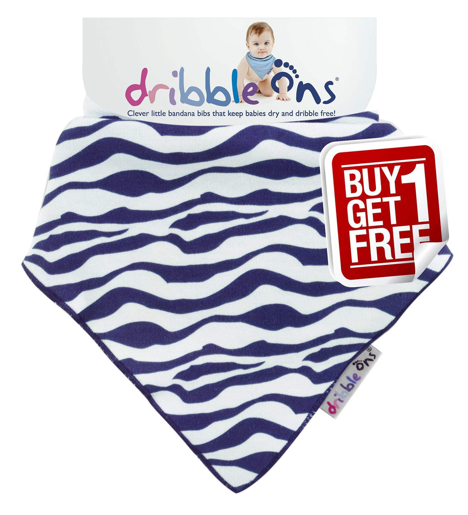Dribble Ons Bib (0-24 Months) - Blue Zebra Stripes