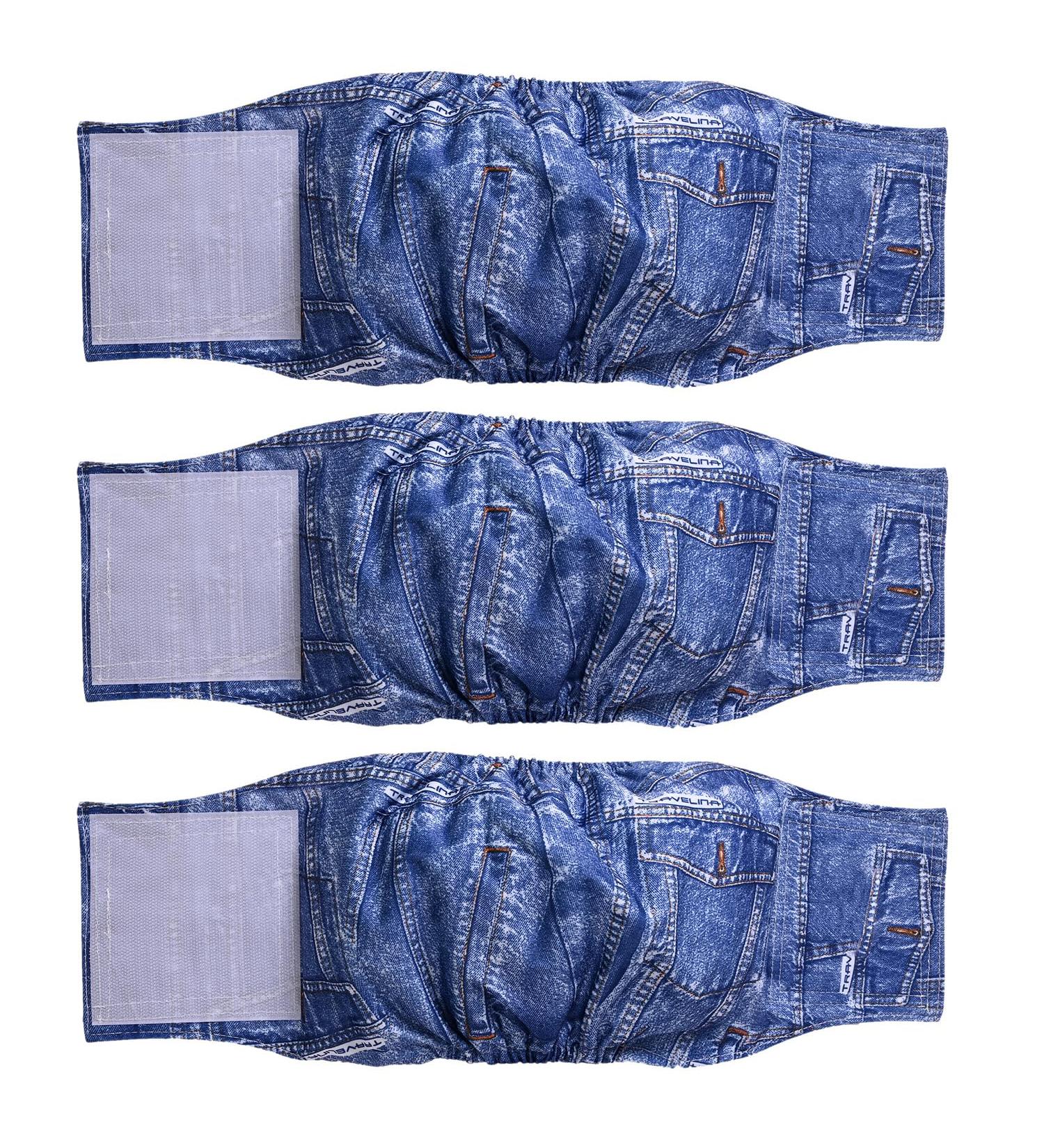 Premium Washable Belly Bands for Male Dogs - 3 Pack | Dog Diapers & Belly Bands (Medium Blue Jeans) - Buy Online on GoSupps.com