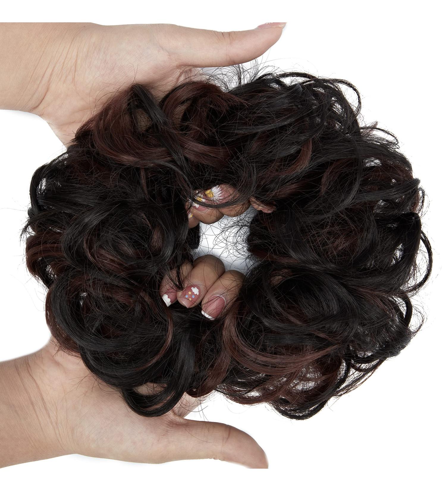 Messy Bun Hair Piece for Women | Thick Updo Scrunchie Hair Extension | Natural Black Mix Dark Auburn - 1 PCS - Buy Online on GoSupps.com