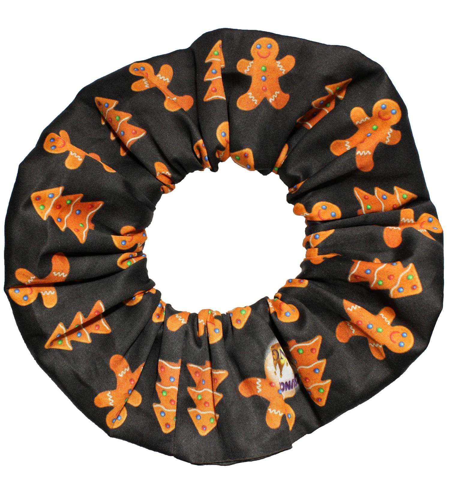 Gingerbread Man Scrunchies Ponytail Holders Made in USA by Scrunchie King Black Gingerbread Man Black