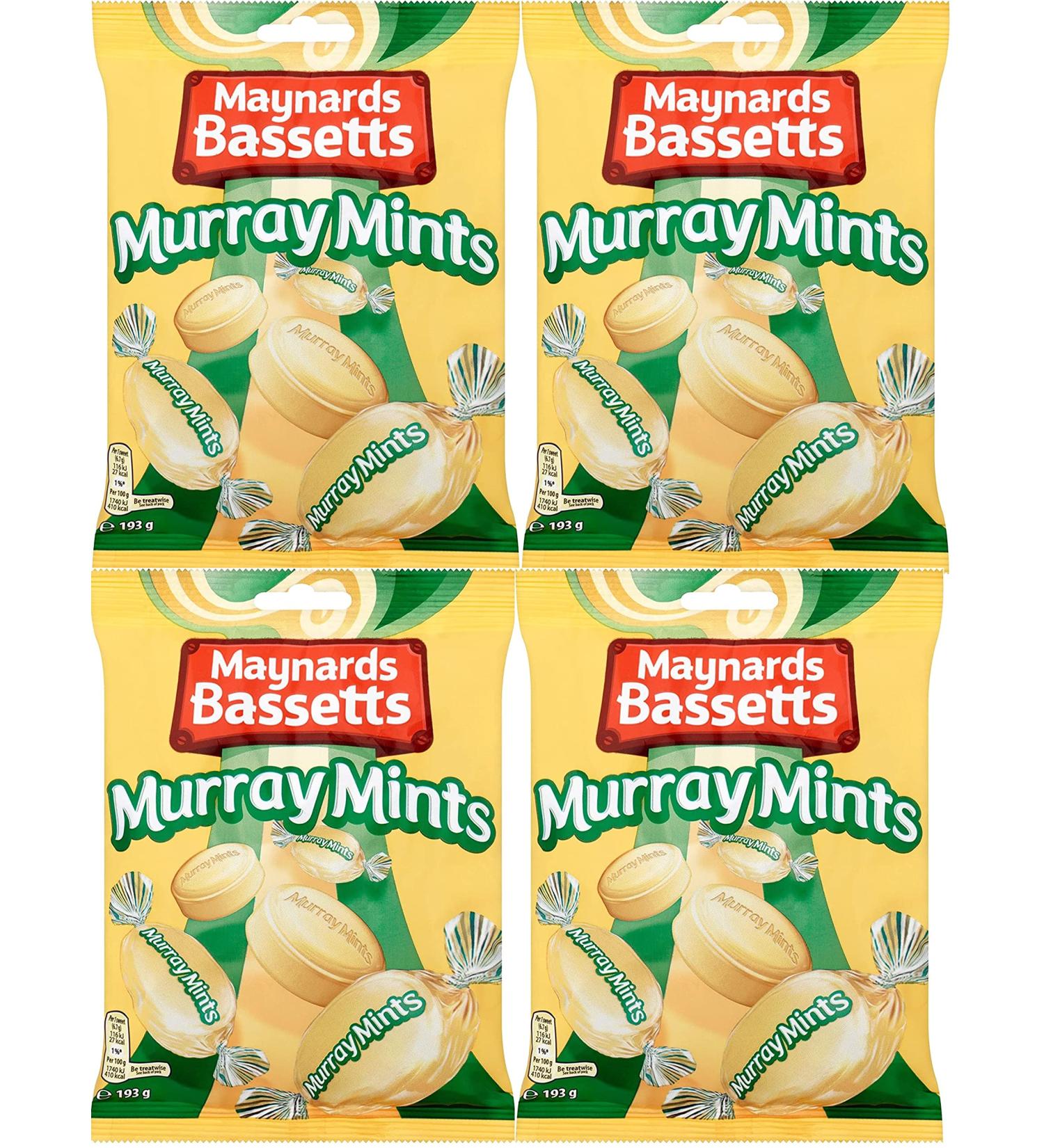 Maynards Bassetts Murray Mints Sweets Bag (193g per pack) Pack of 4