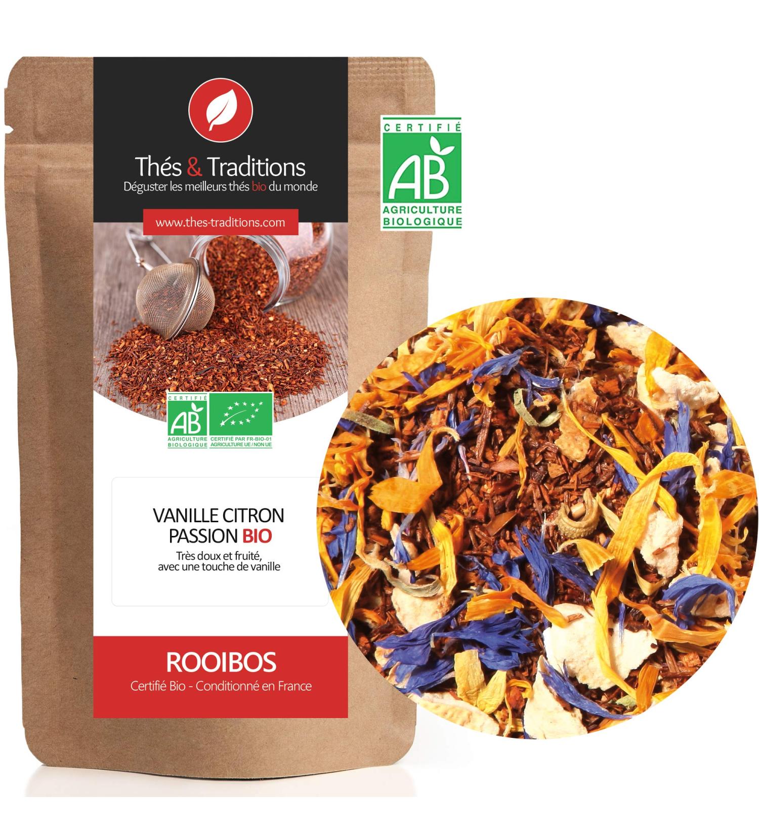  Th s & Traditions Rooibos Vanilla Lemon Passion ORGANIC | Bag 100g bulk | Certified Organic  - Buy Online on GoSupps.com