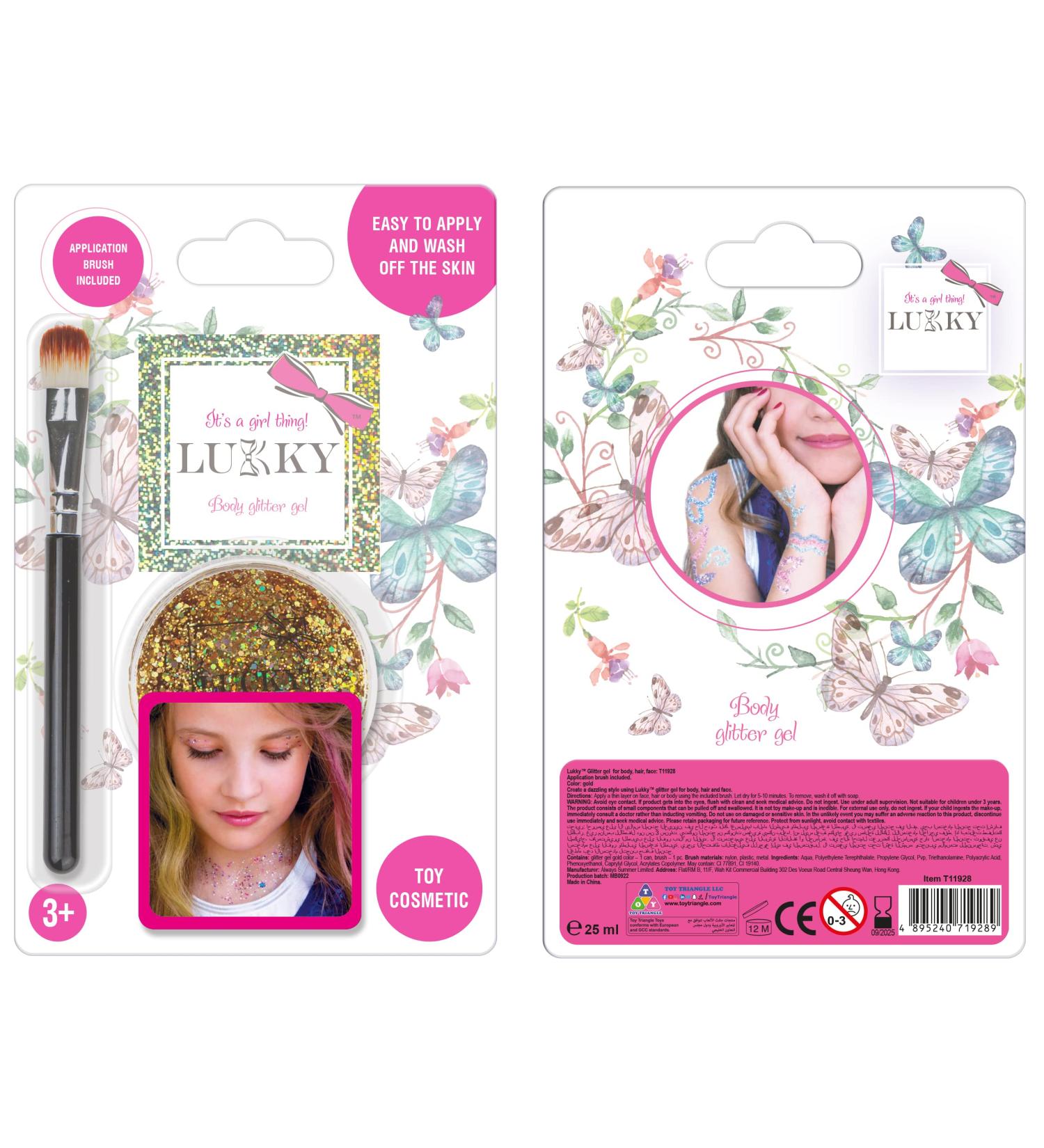 Lukky Lukky Glitter Body Gel with Brush (25 ml) (Gold)