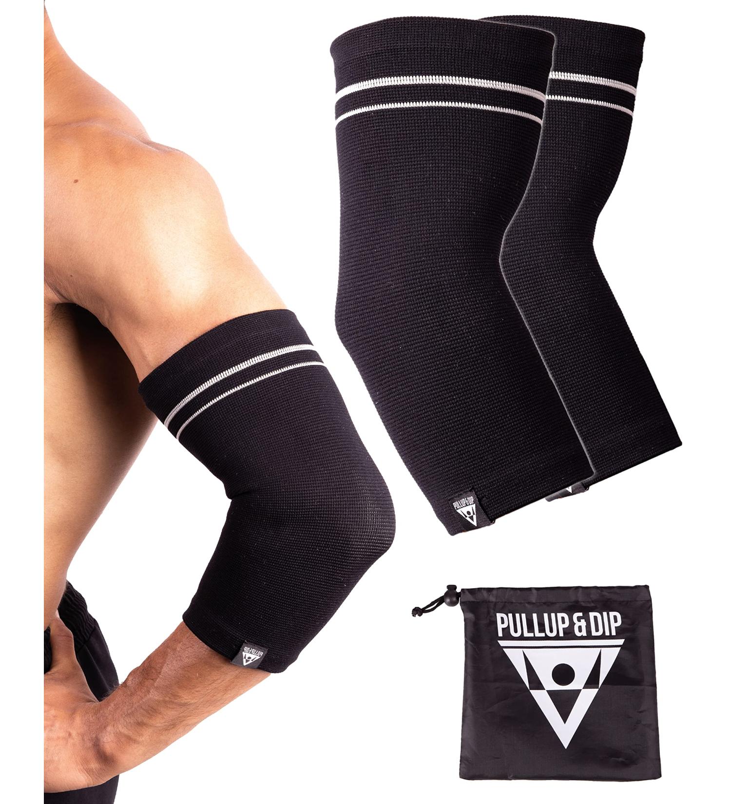 Premium Pullup & Dip Elbow Bandages for Men & Women - Non-Slip Sports Support for Fitness & Strength Training (L - 30-34 cm) - Buy Online on GoSupps.com