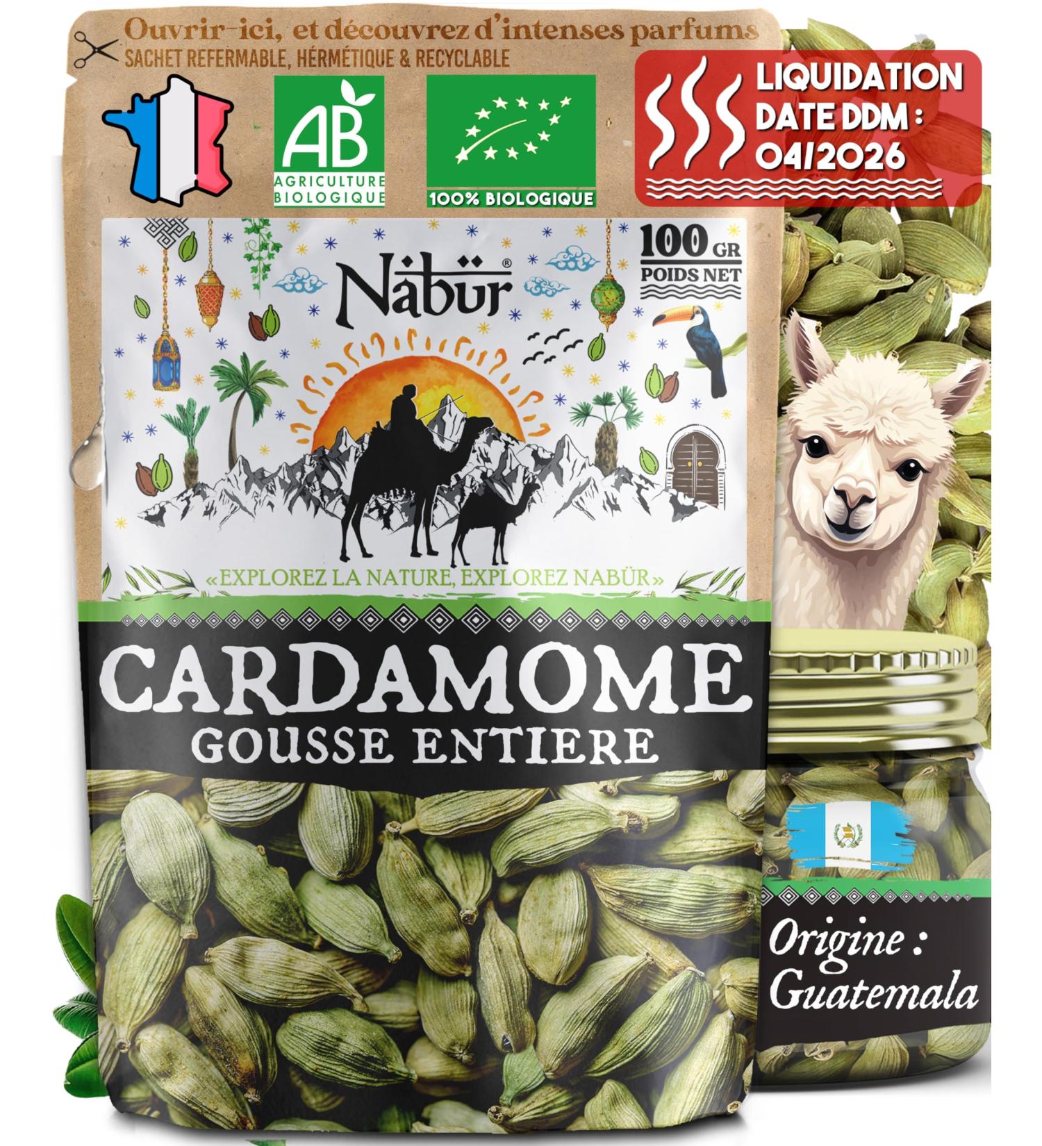 100 gr Cardamome en Gousse BIO Cardamome Enti re Puissant Riche Caf Chai Masala - NAB R - Buy Online on GoSupps.com