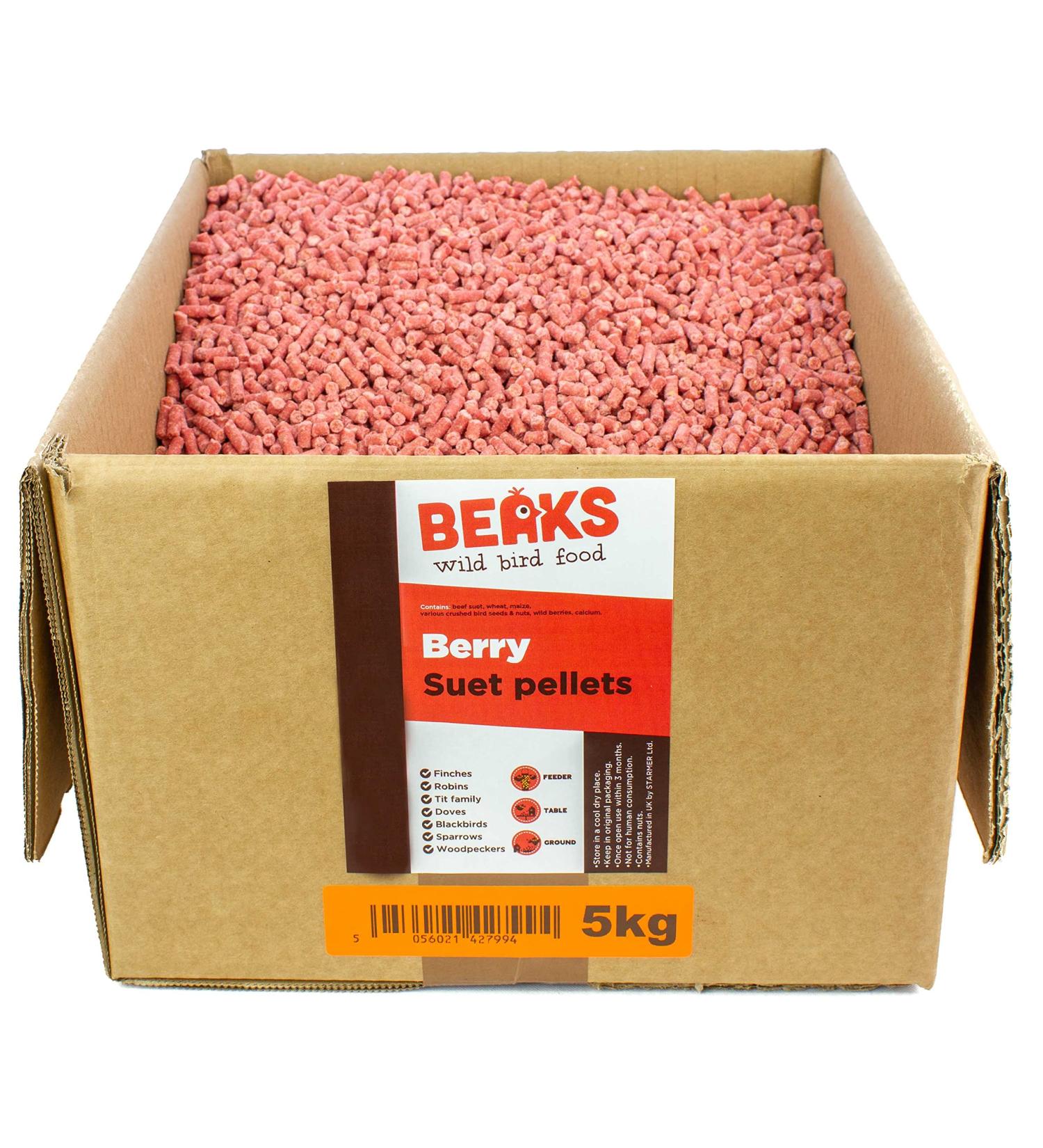 BEAKS wild bird food BERRY high energy suet pellets for all garden birds all season 5kg