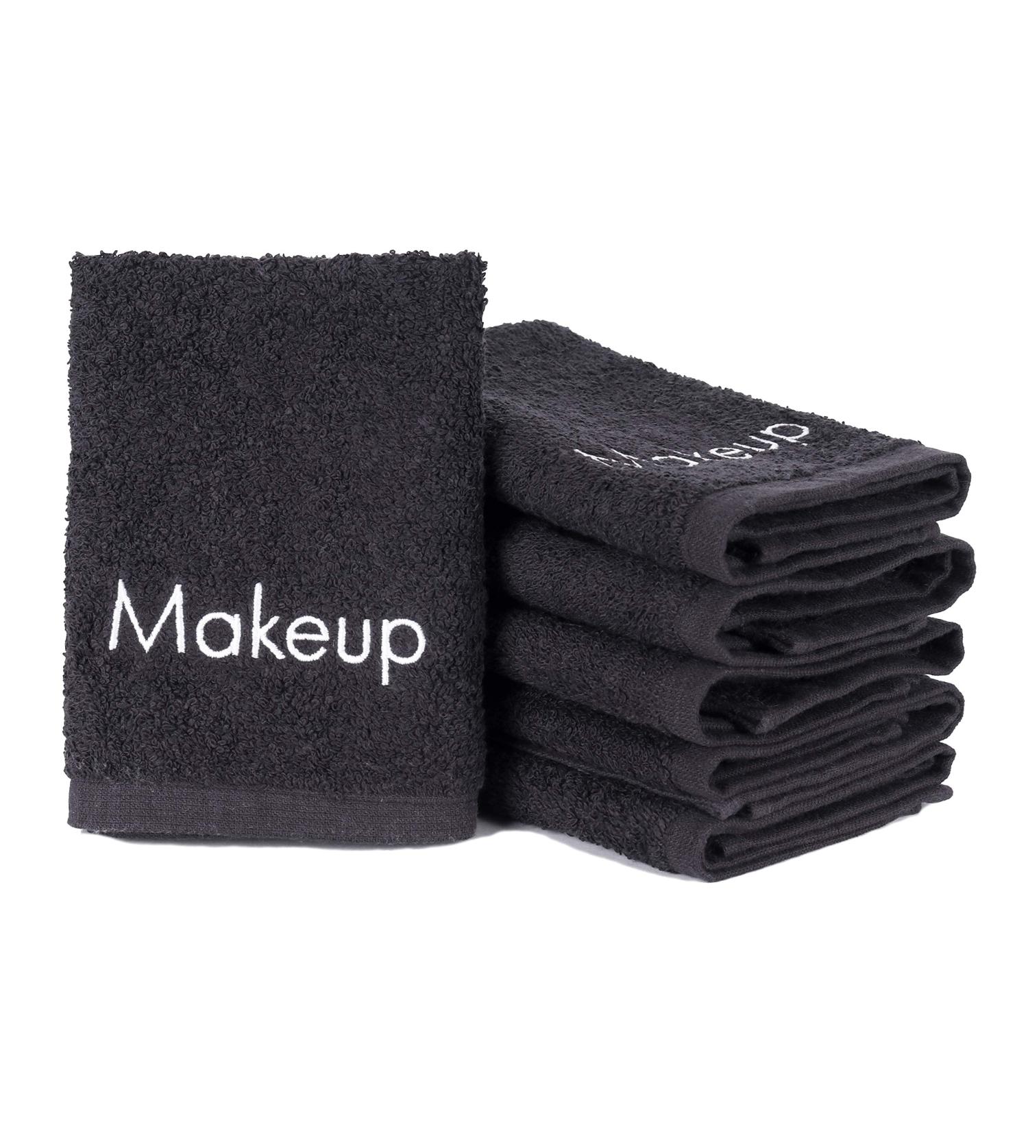 Arkwright Makeup Remover Towels 13x13 6 Pack - Soft Cotton Washcloths with Makeup Embroidery - Perfect Holiday Gift for Women - Black - Buy Online on GoSupps.com