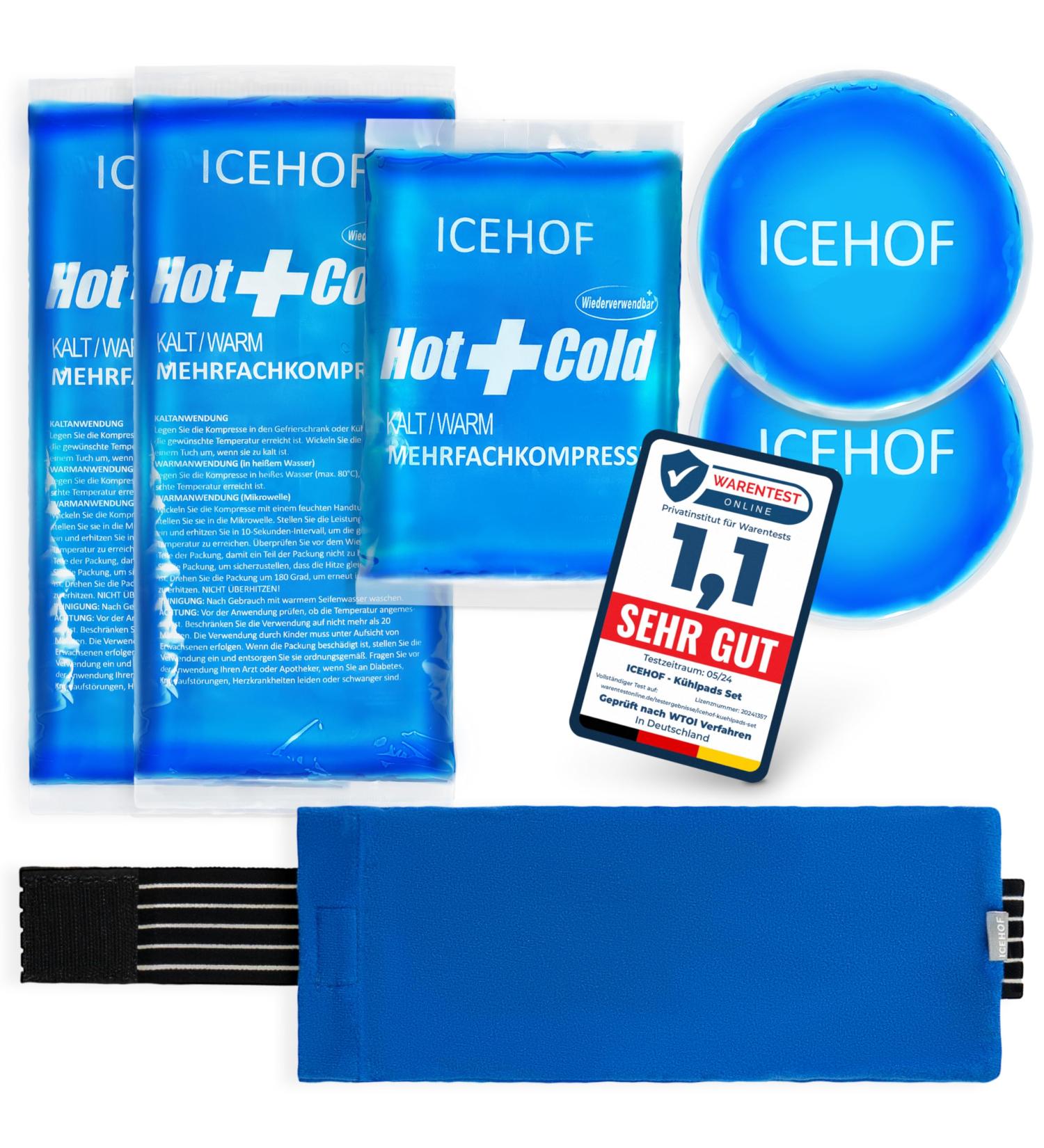 Buy IceHOF Cooling Pads Set (5x) - Soft Fleece Long-Lasting Cold Compress Various Sizes for Family Use - Ideal Gel Cooling Bags for Maximum Comfort - Buy Online on GoSupps.com