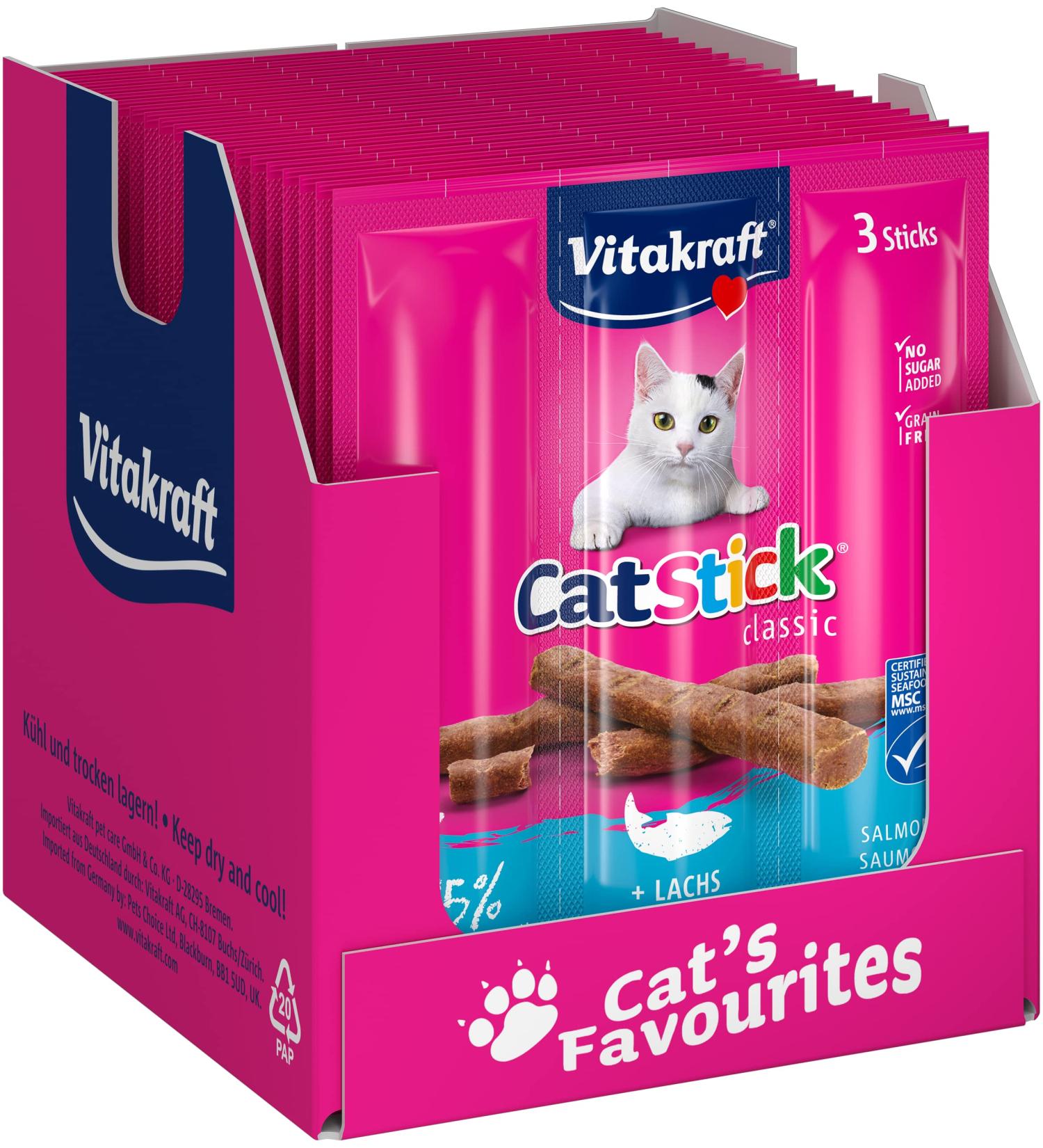 Vita Power Cat Stick Classic - Meaty Salmon Cat Snacks Sugar & Grain Free MSC Quality 20x3 Pieces (18g Each) - Premium International Shipping - Buy Online on GoSupps.com