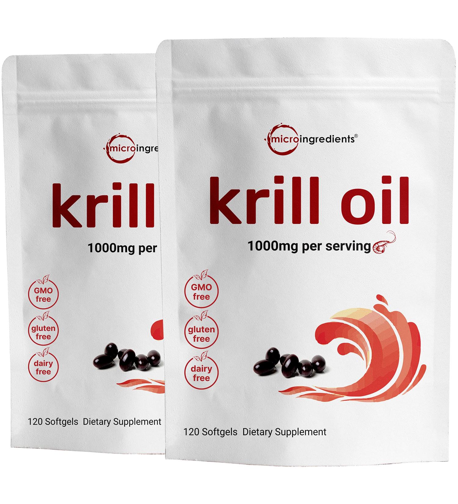 Antarctic Krill Oil 1000mg (2 Pack) - Omega-3 EPA, DHA & Astaxanthin - Brain Health Support - 120 Softgels - Buy Online on GoSupps.com